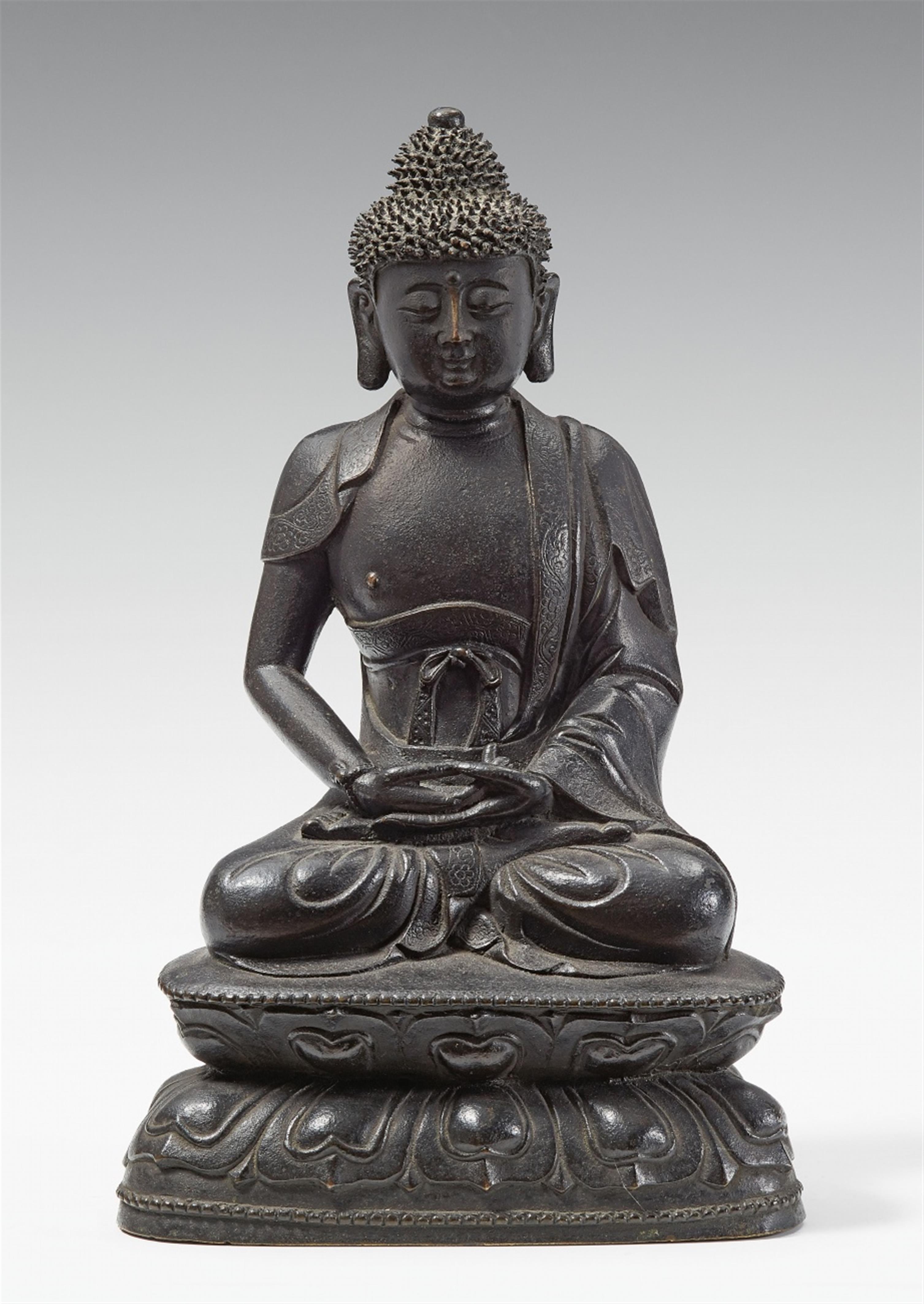 A bronze figure of Buddha Amitabha. In the style of the Ming dynasty - image-1