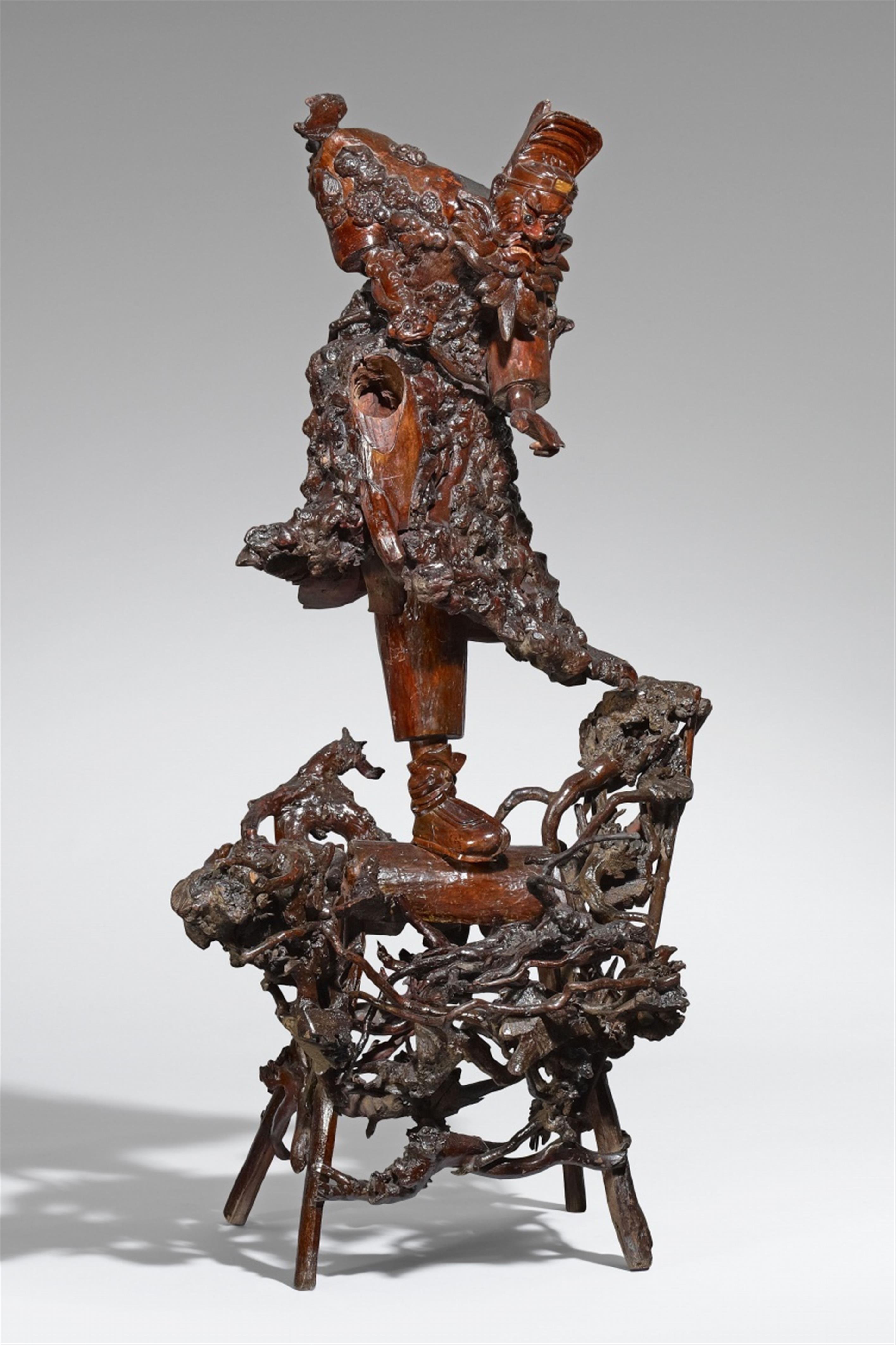 A rootwood figure of Zhong Gui. Late 19th century - image-1