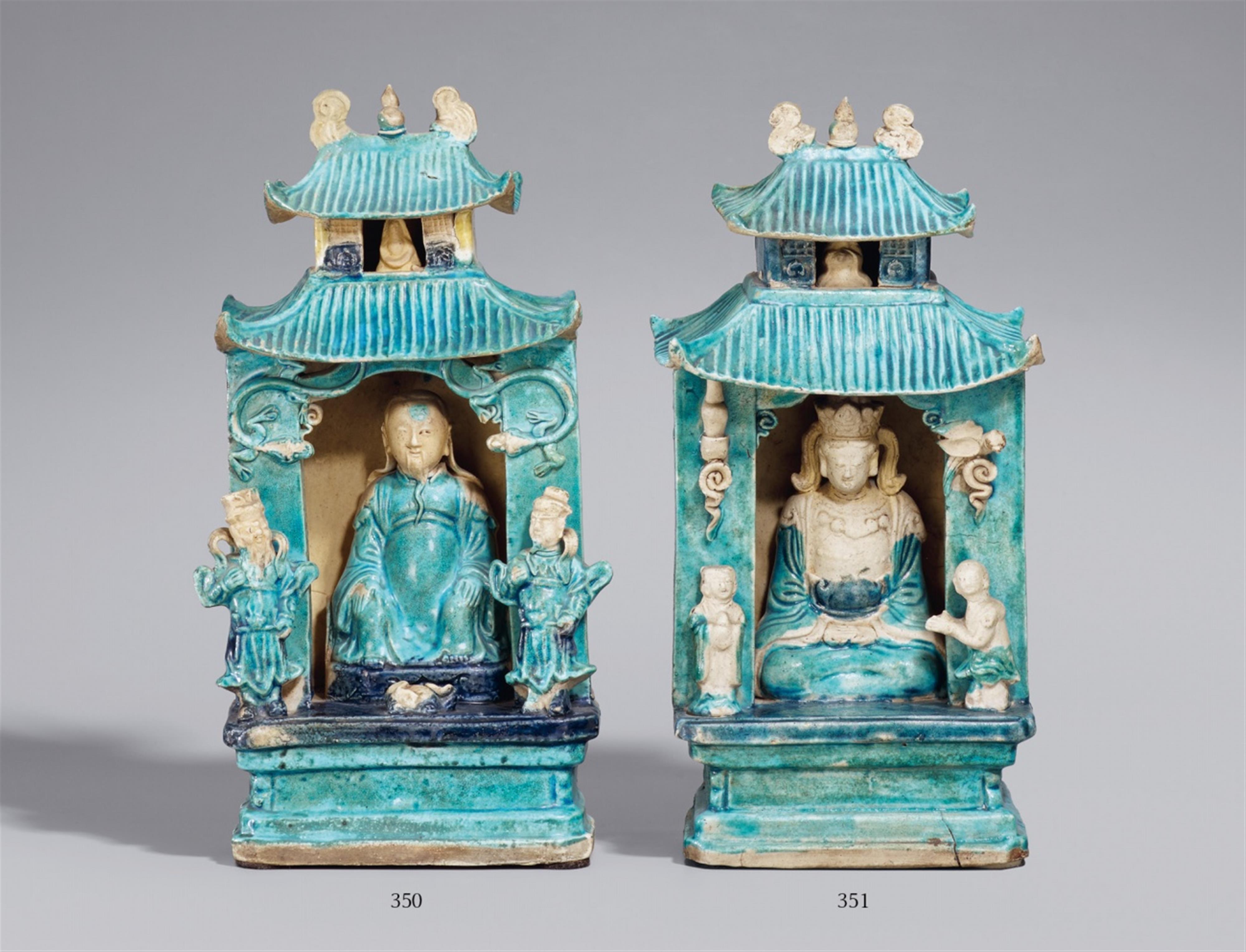 A turquoise and aubergine-glazed Zhenwu shrine. 17th century - image-1