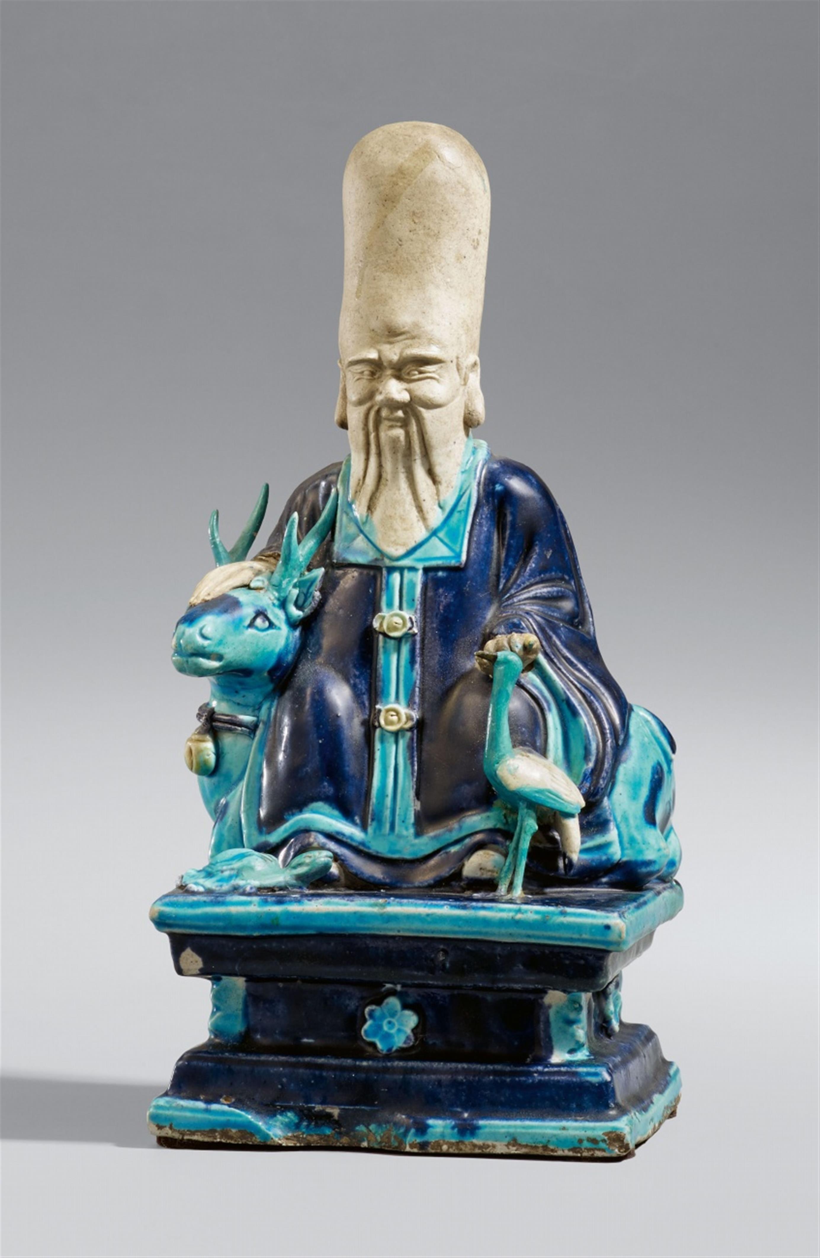 A turquoise and purple-glazed figure of Shoulao. Ming dynasty (1368-1644) - image-1