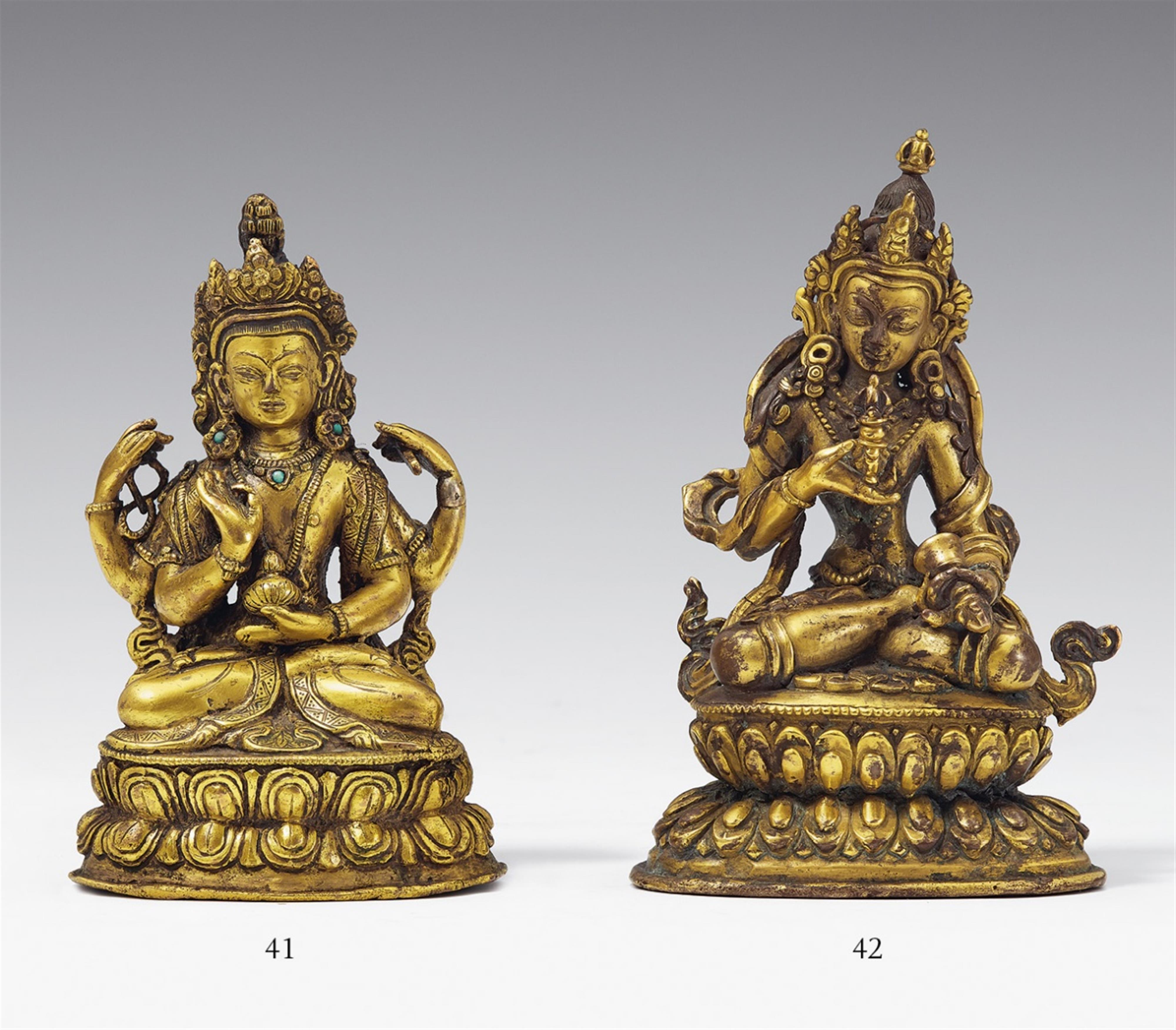 Prajnaparamita. Feuervergoldete Bronze. Tibet. 19. Jh. - image-1