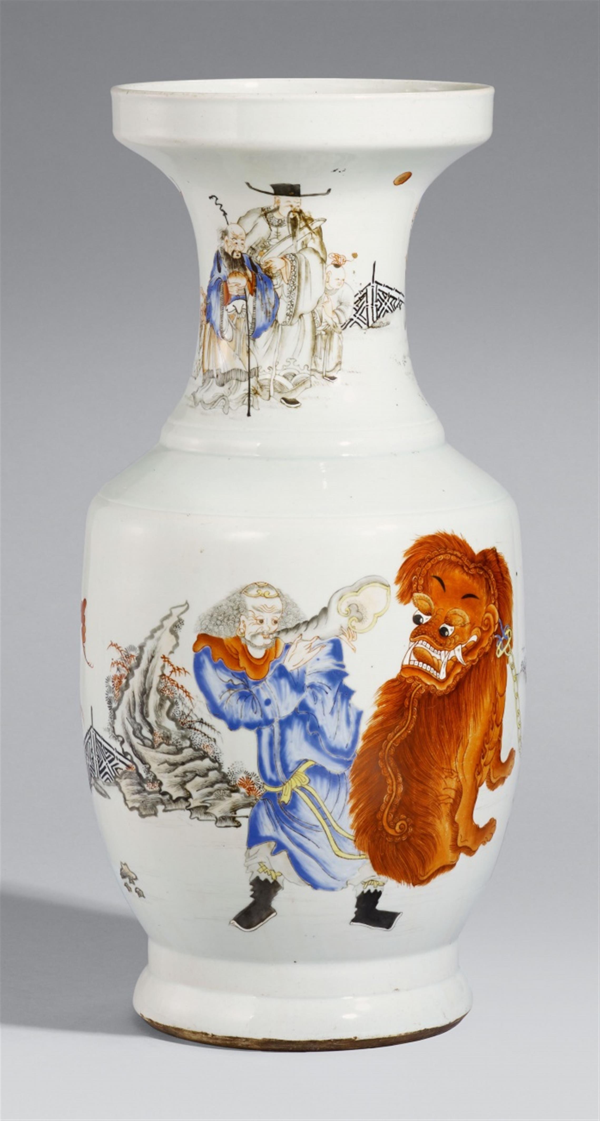 A polychrome-painted zun-shaped vase. 20th century - image-1