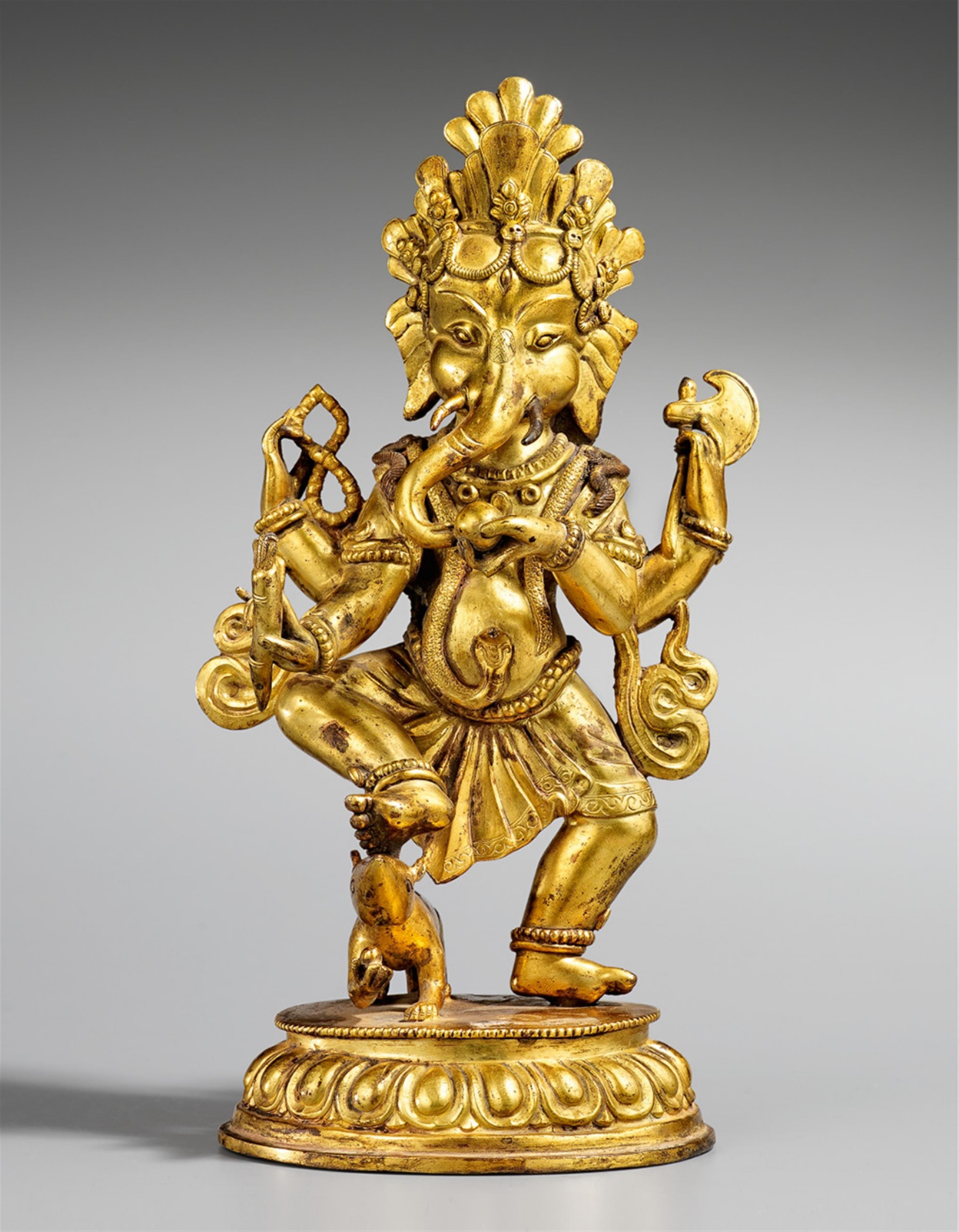 A Tibetan or Nepalese gilt bronze figure of Ganapati. Possibly 19th century - image-1