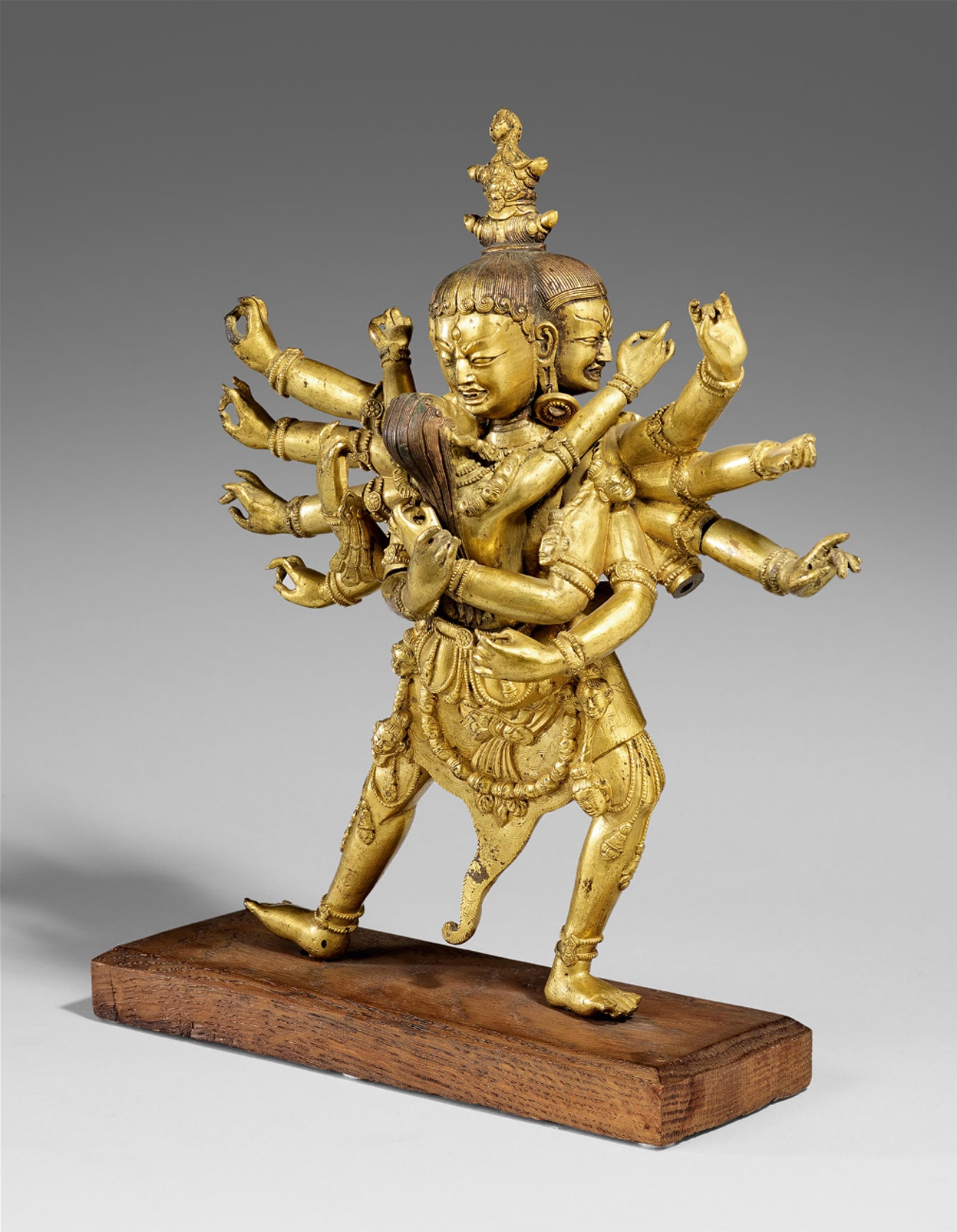 A Tibetan gilt bronze figure of Chakrasamvara in yab-yum. Possibly 19th century - image-1