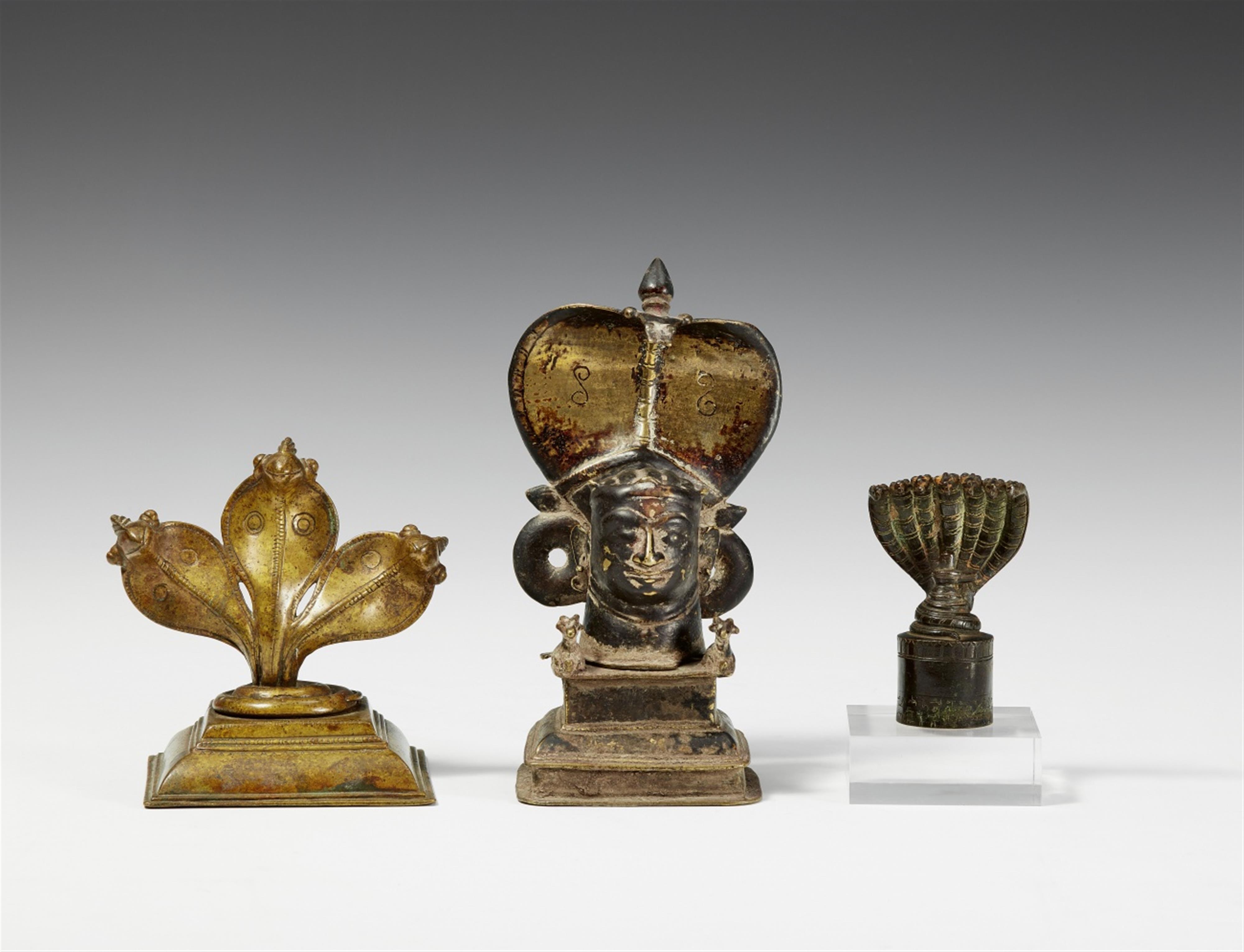 Three Maharashtra copper alloy naga objects. 19th century - image-1