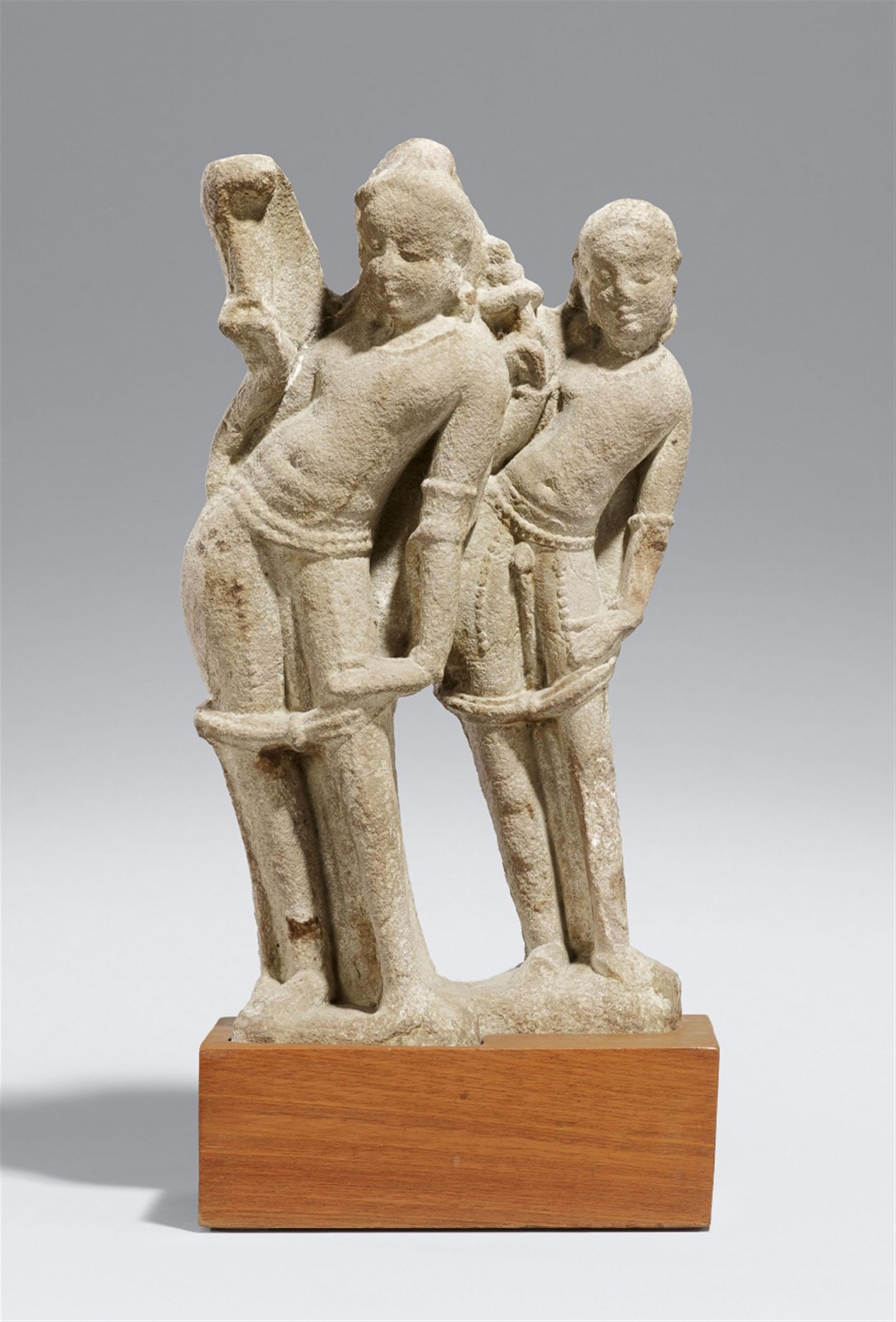 A North Indian sandstone architectural fragment of two figures. 10th/13th century - image-1