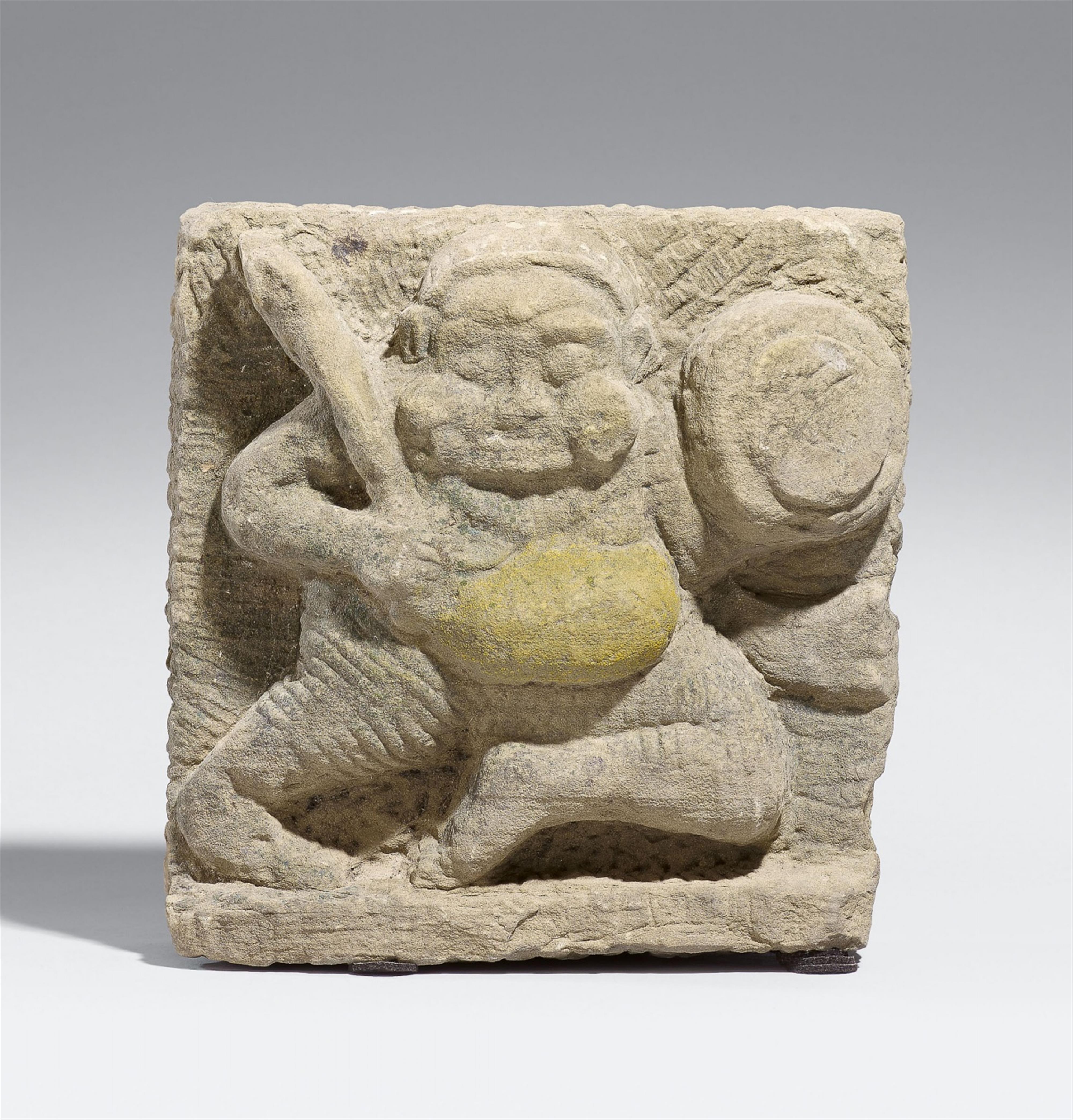 A possibly Arakan stone relief of a guardian figure. 19th century or earlier - image-1