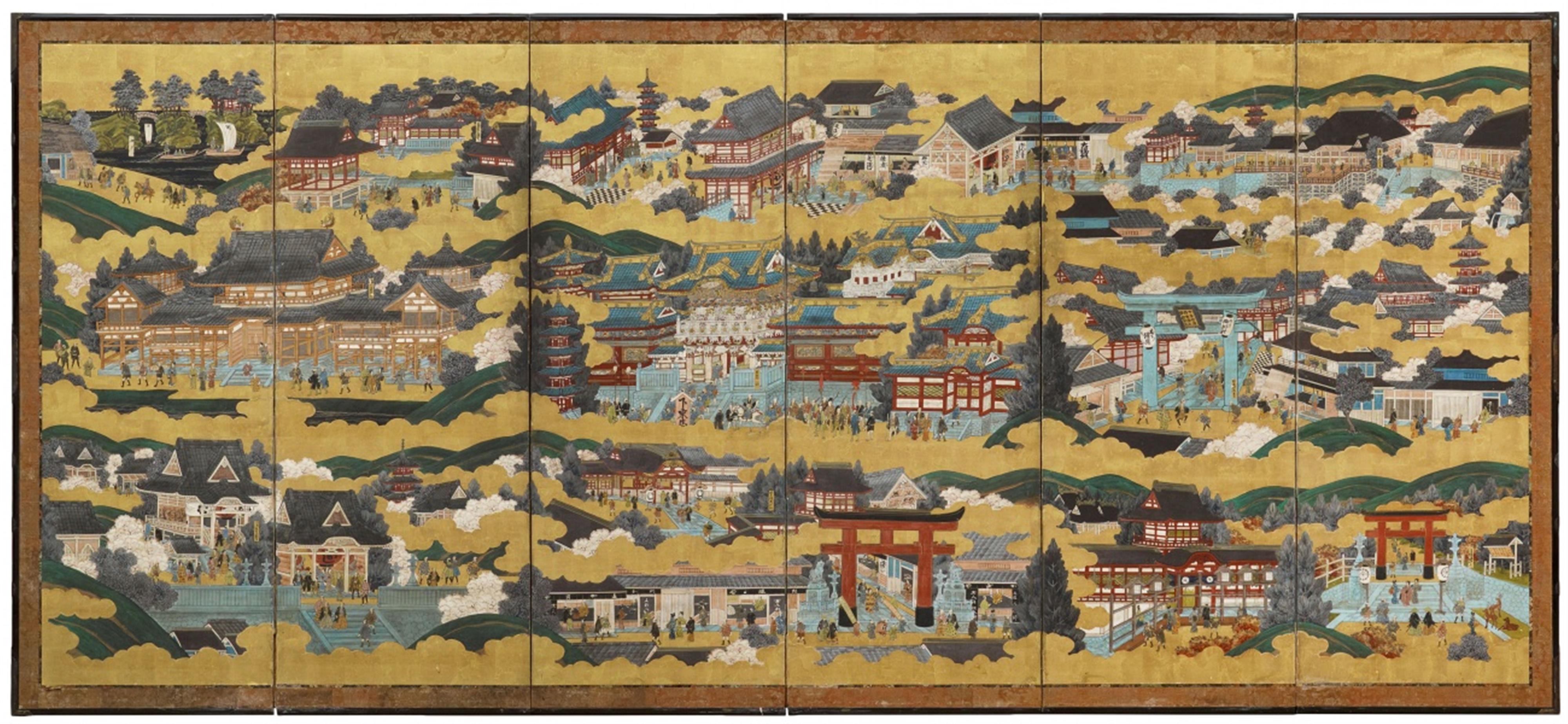 A pair of six-panel screens. Second half 19th century - image-2