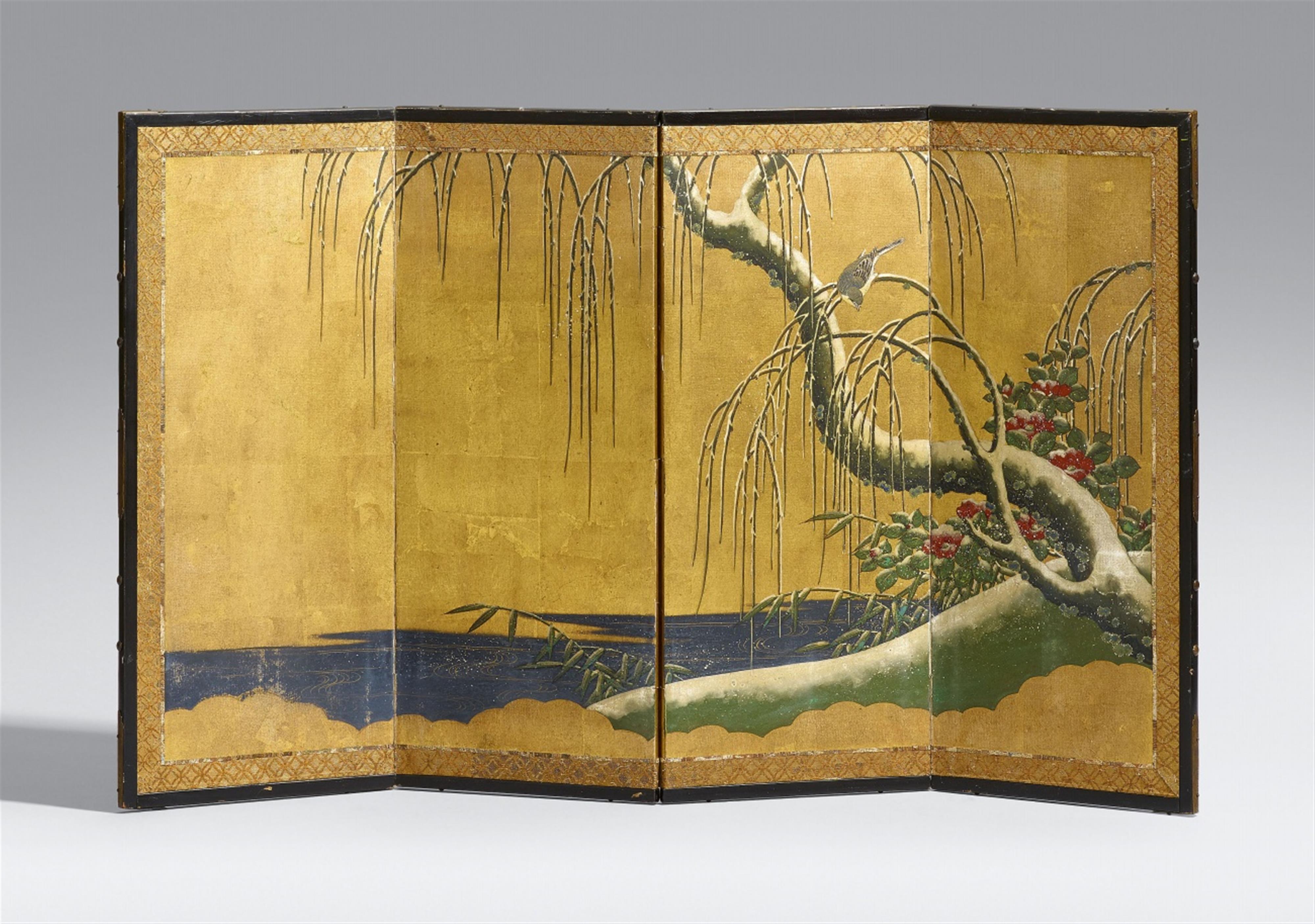 A small four-panel screen for the doll's festival. 18th/19th century - image-1