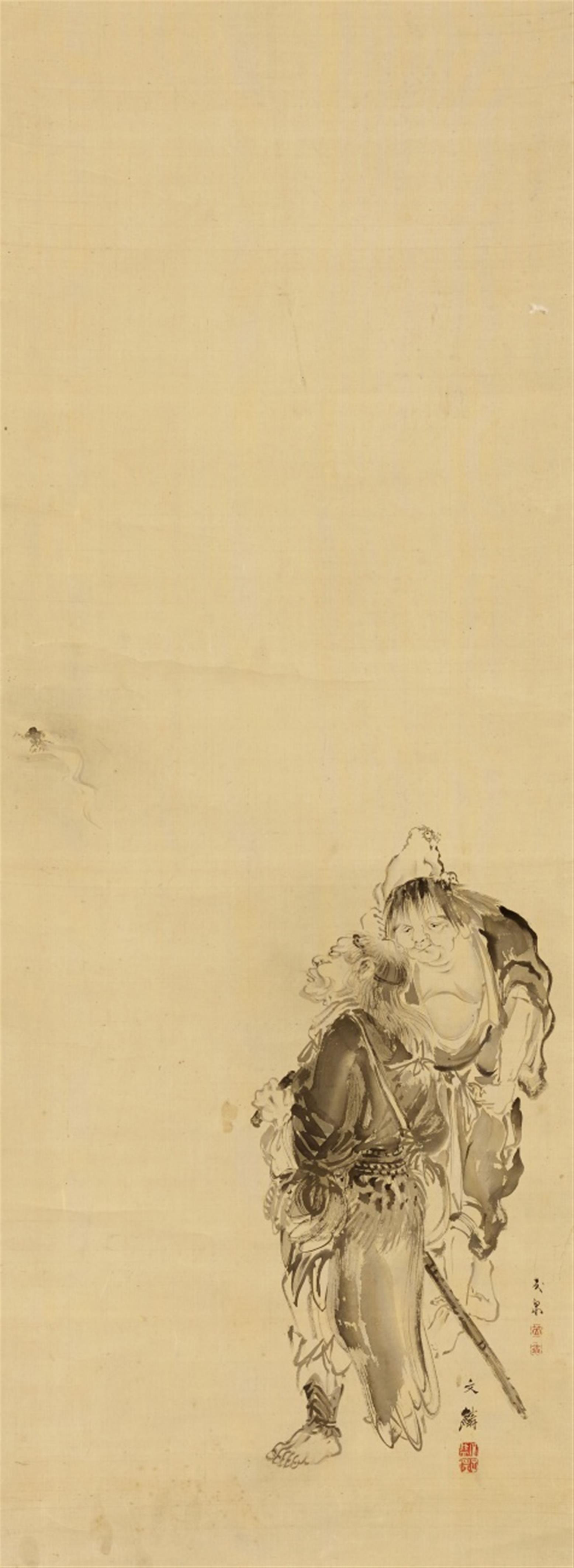 A hanging scroll by Shiokawa Bunrin (1808-1877) and Yûsen - image-1