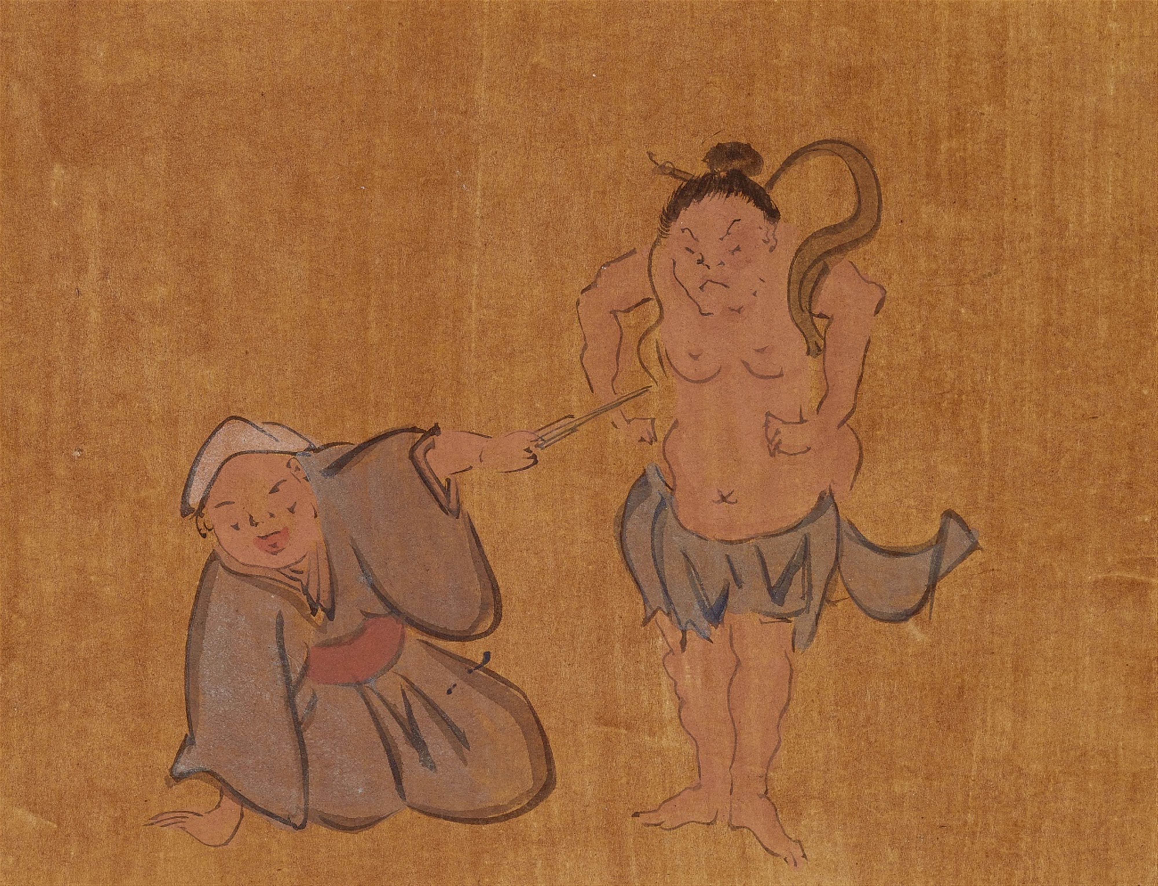 Four drawings attributed to Iwasa Katsushige (? - 1673), and one drawing by an unidentified painter - image-2