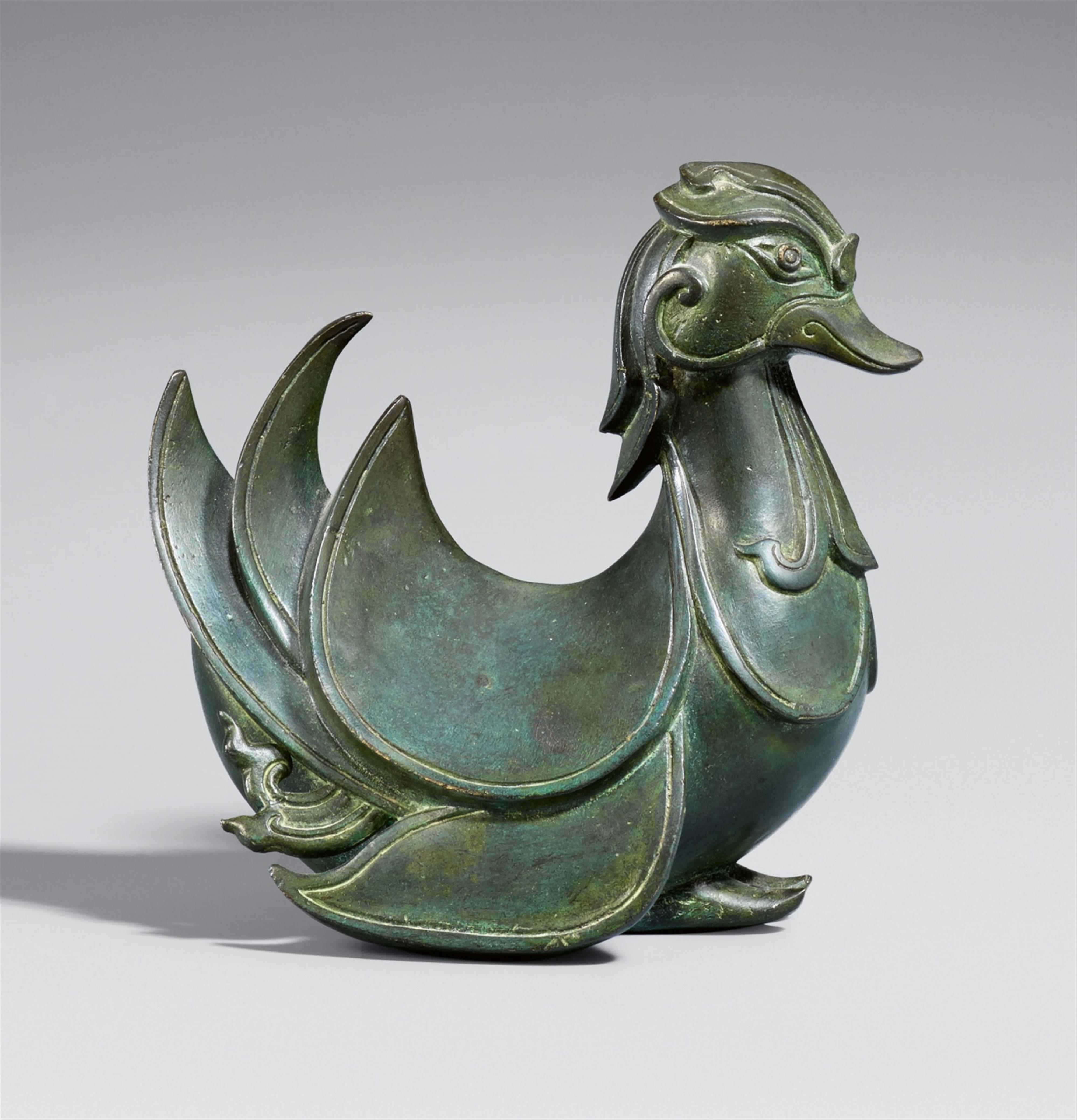 A bronze figure of a seated phoenix. Early 20th century - image-1