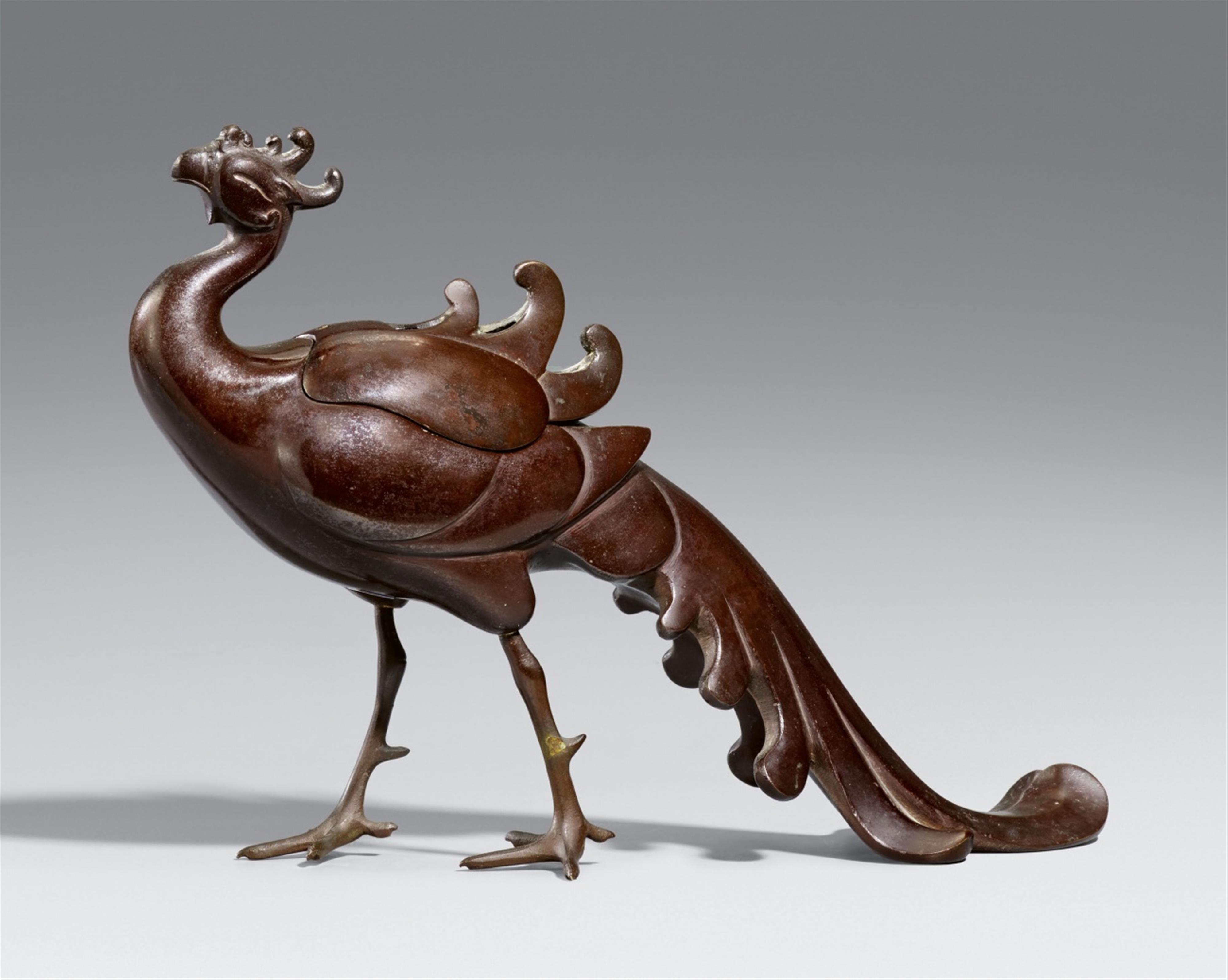 A bronze incense burner in form of a stylized phoenix. 20th century - image-1