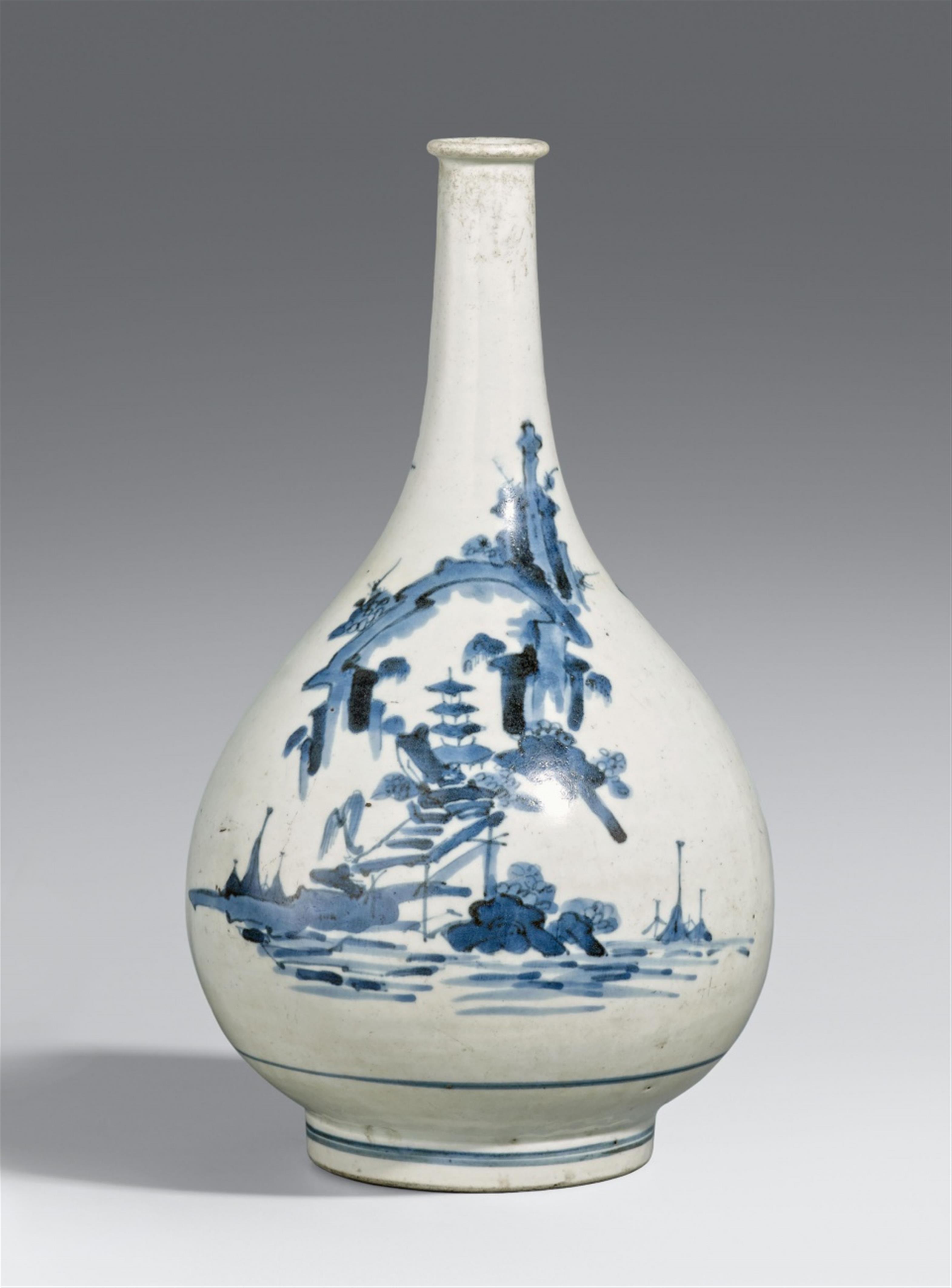 A Hizen long-necked bottle (maybe a tokkuri). 18th/19th century - image-1