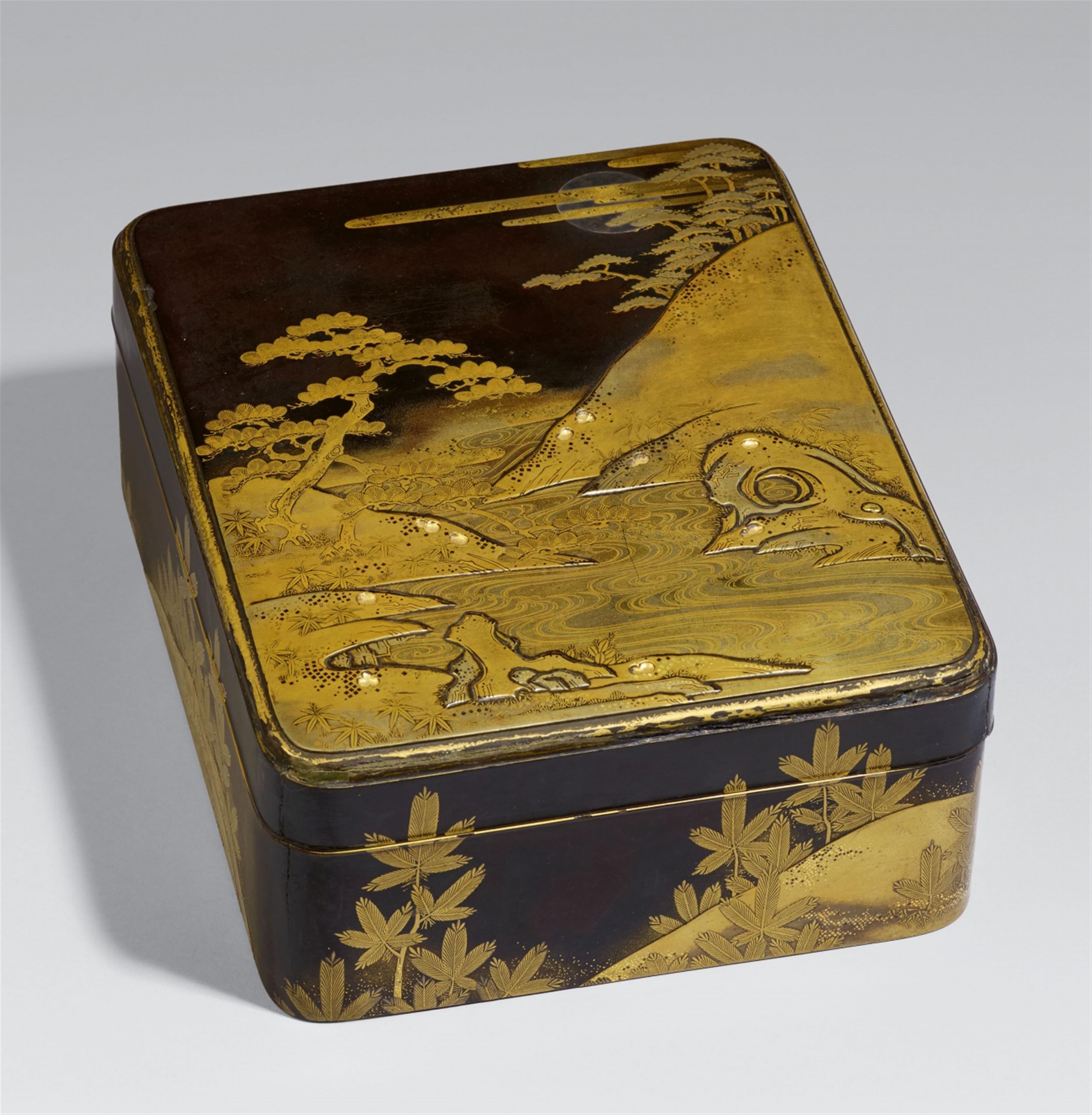 A maki-e lacquer box for paper (kami-bako). 19th century - image-1