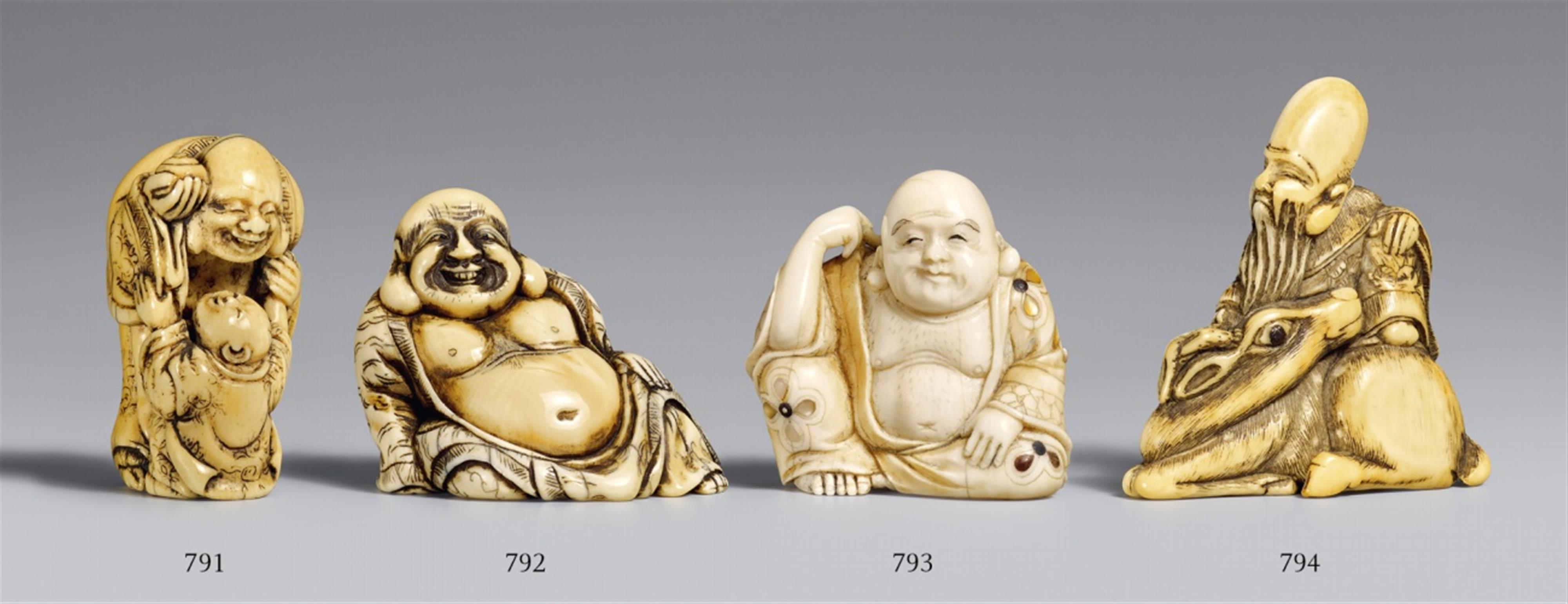 A Tokyo school ivory netsuke of Hotei. Late 19th century - image-1