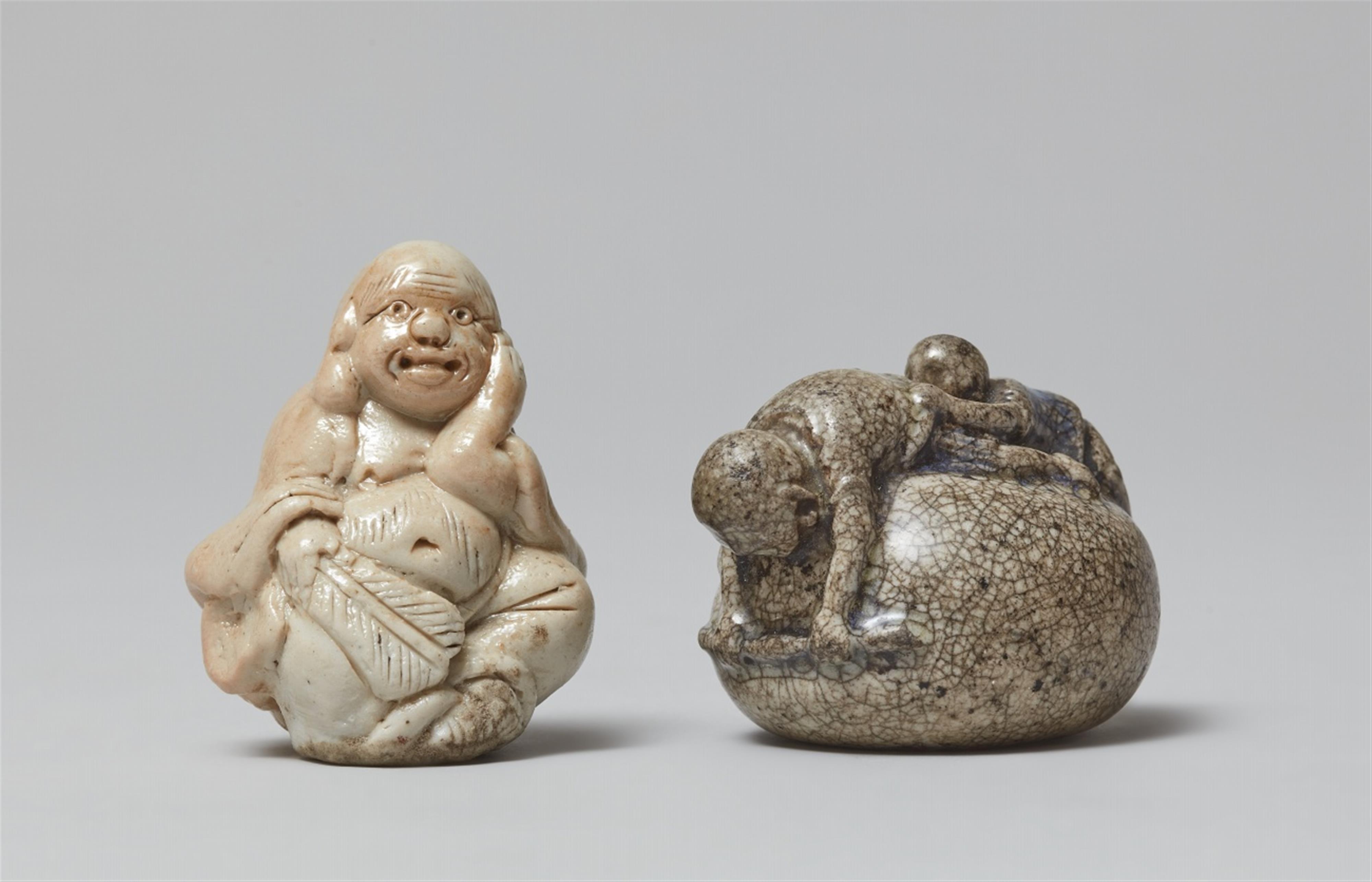 Two glazed ceramic netsuke. 19th century - image-1