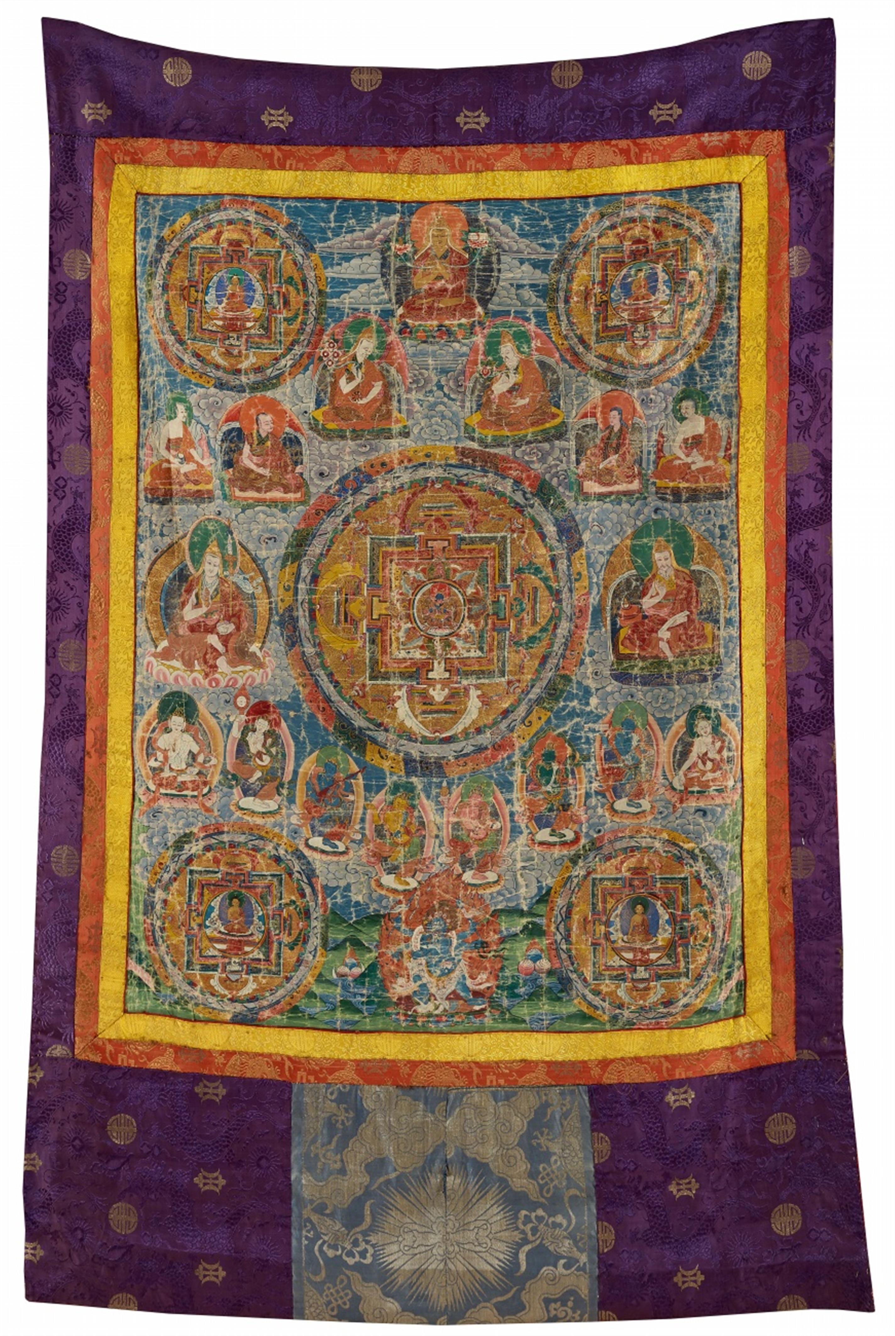 A Tibetan mandala of Vajradhara in yab-yum. 19th/20th century - image-1