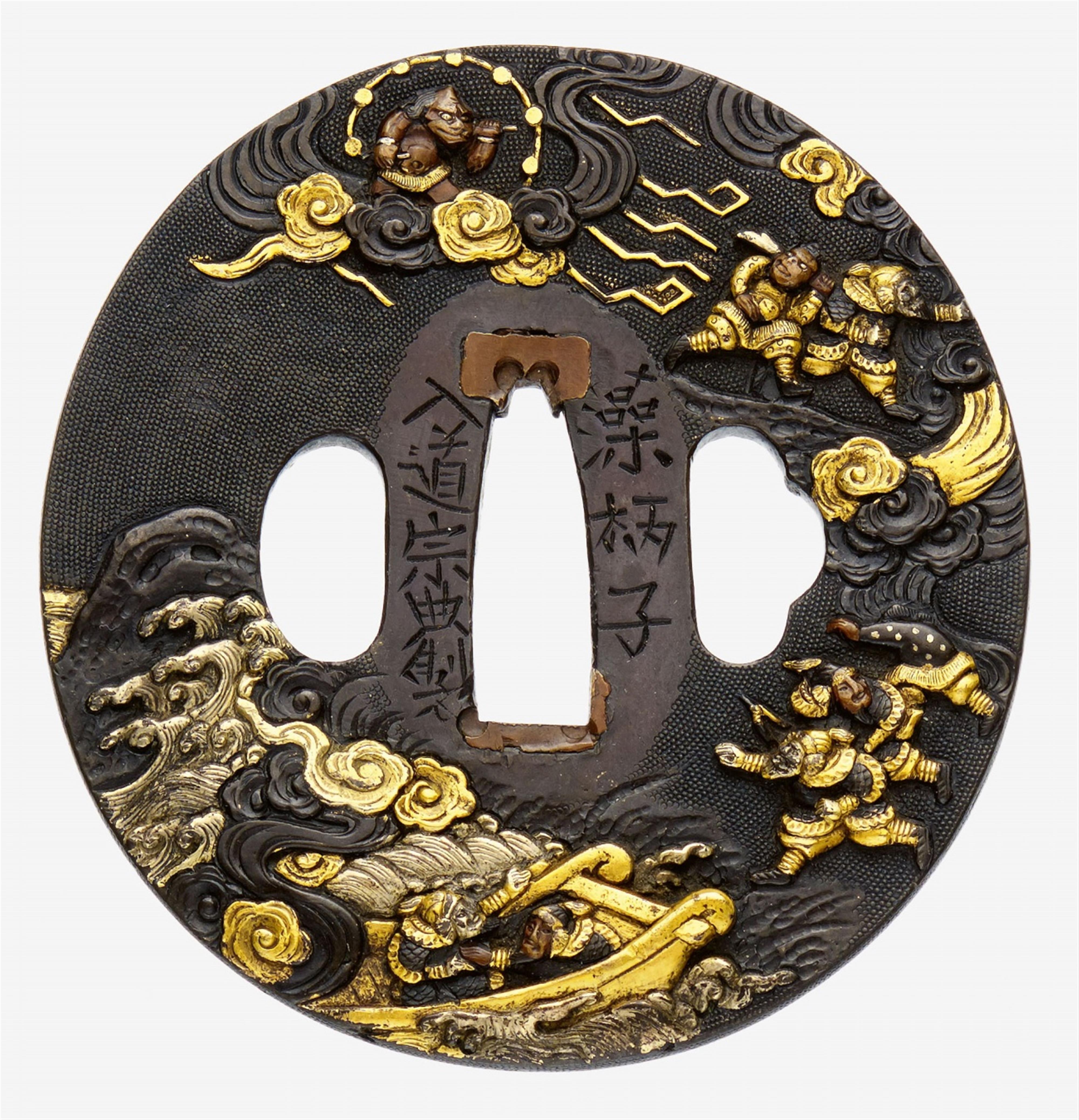 A Hikone shakudô tsuba. 18th/19th century - image-1