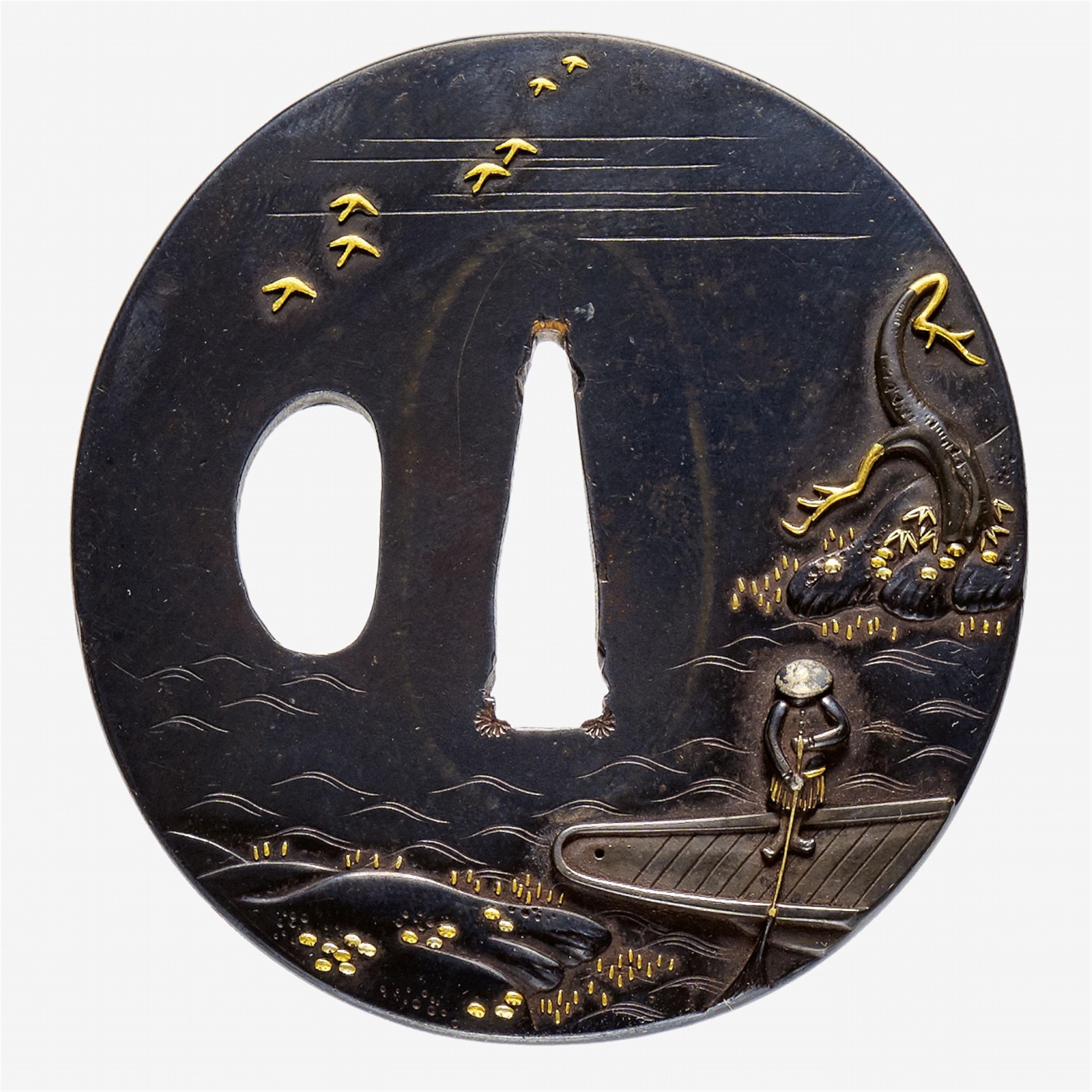 An Iwamoto school shakudô tsuba. Early 19th century - image-1