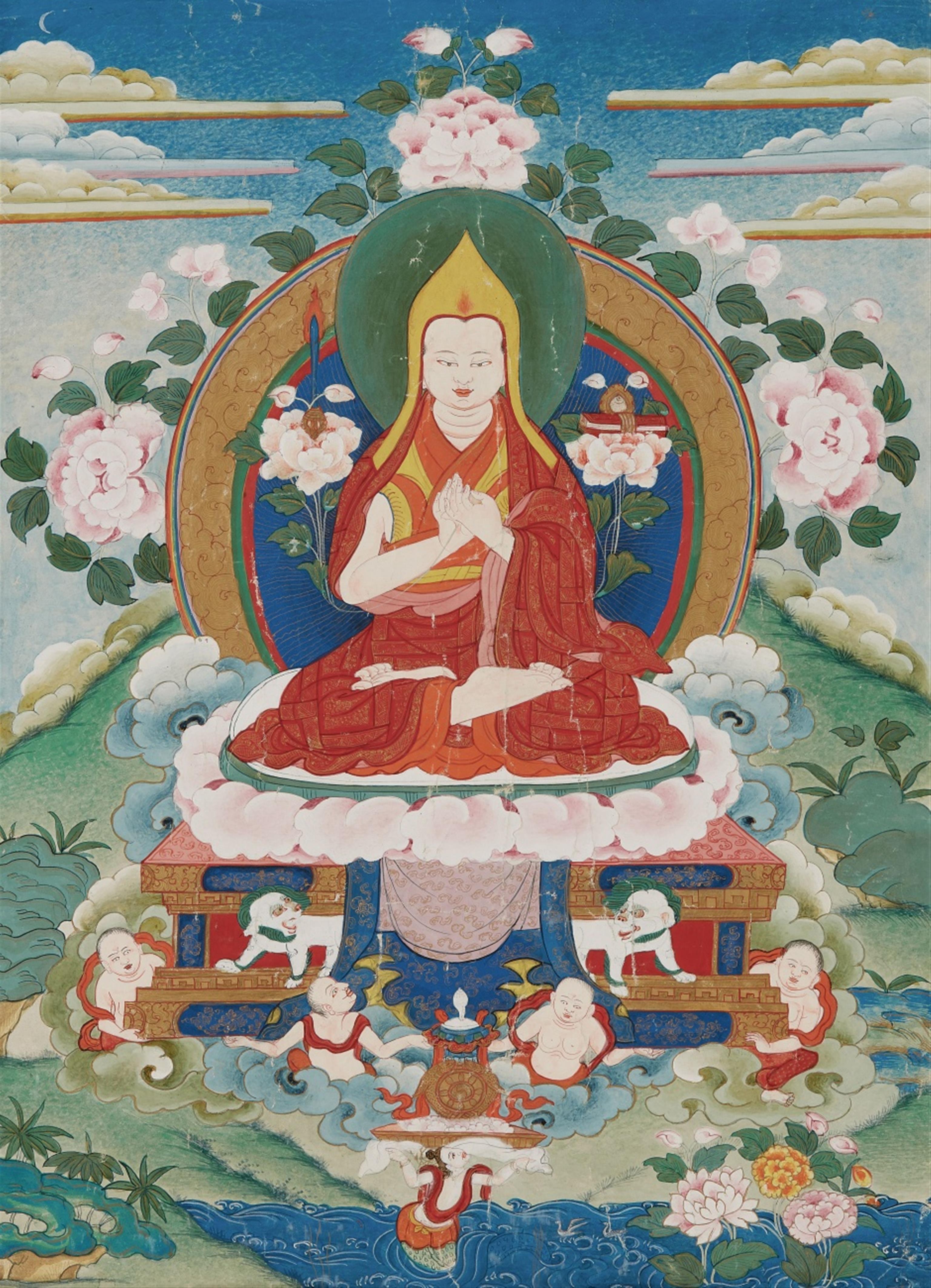 A Tibetan thangka of Tsongkhapa. 19th/20th century - image-1