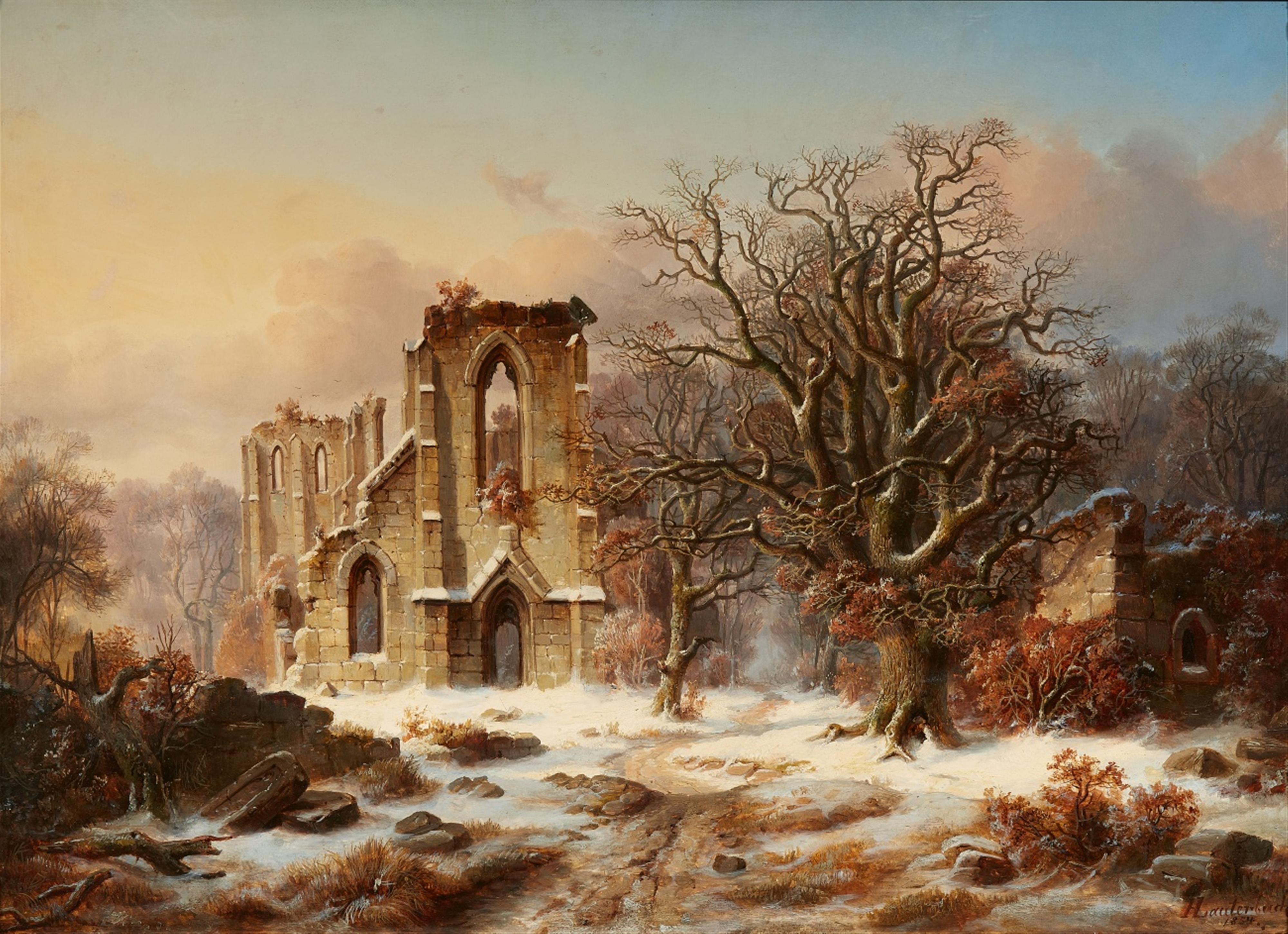 H. Lauterbach - Verschneite Landschaft mit Kirchenruine - image-1