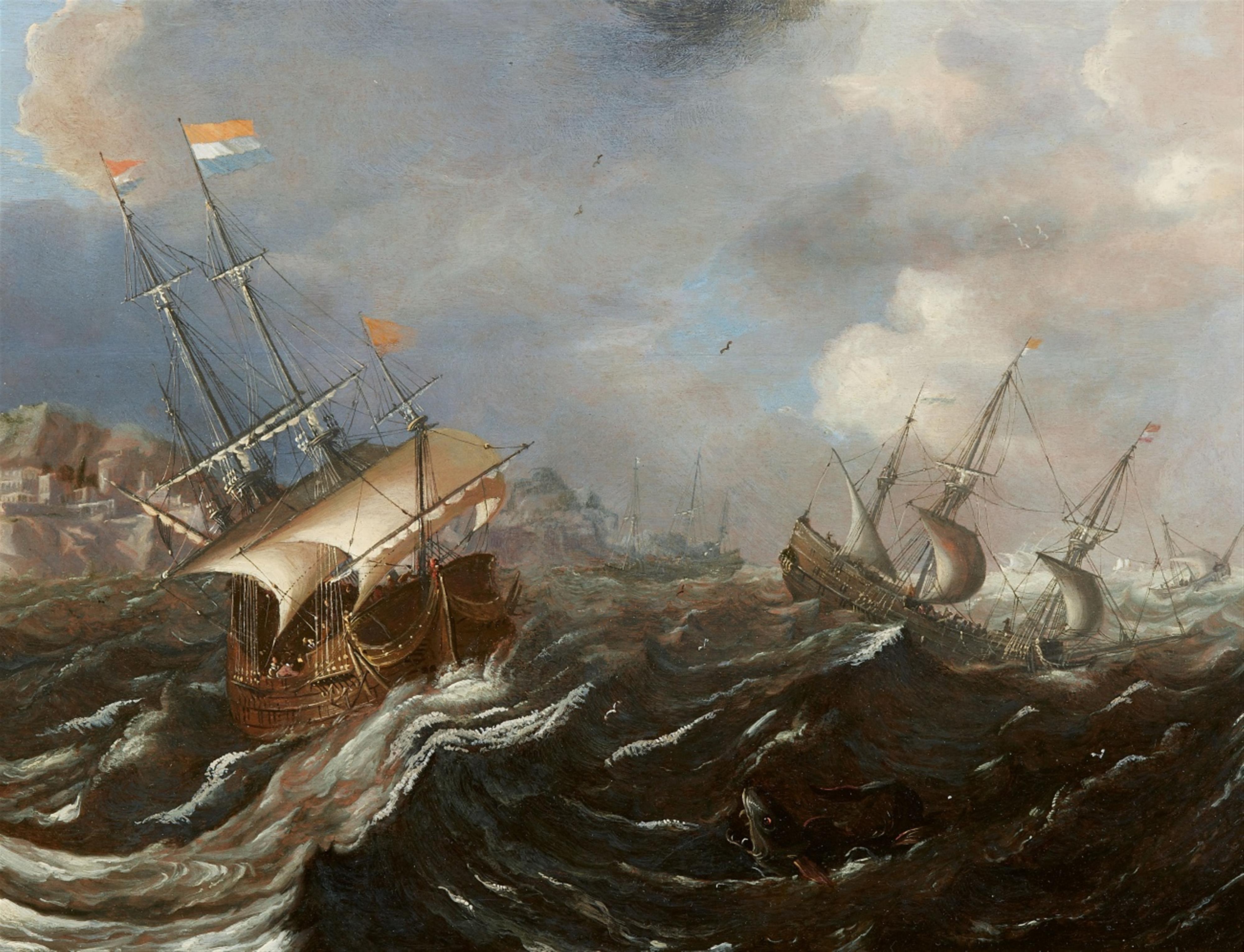 Andries van Eertvelt - Sailing Ships in Rough Seas - image-1