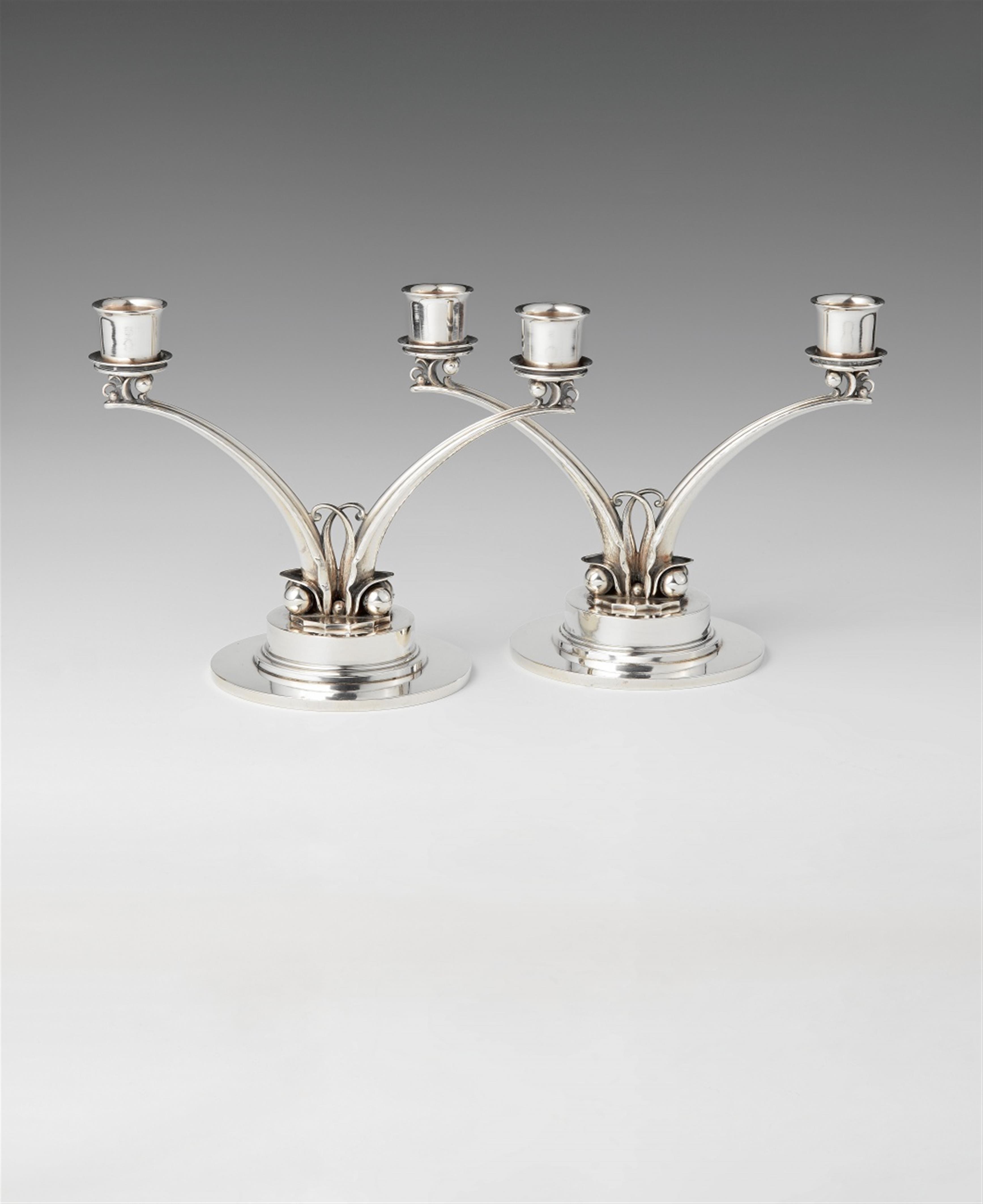 A pair of Copenhagen silver no. 278 two-flame candelabra - image-1