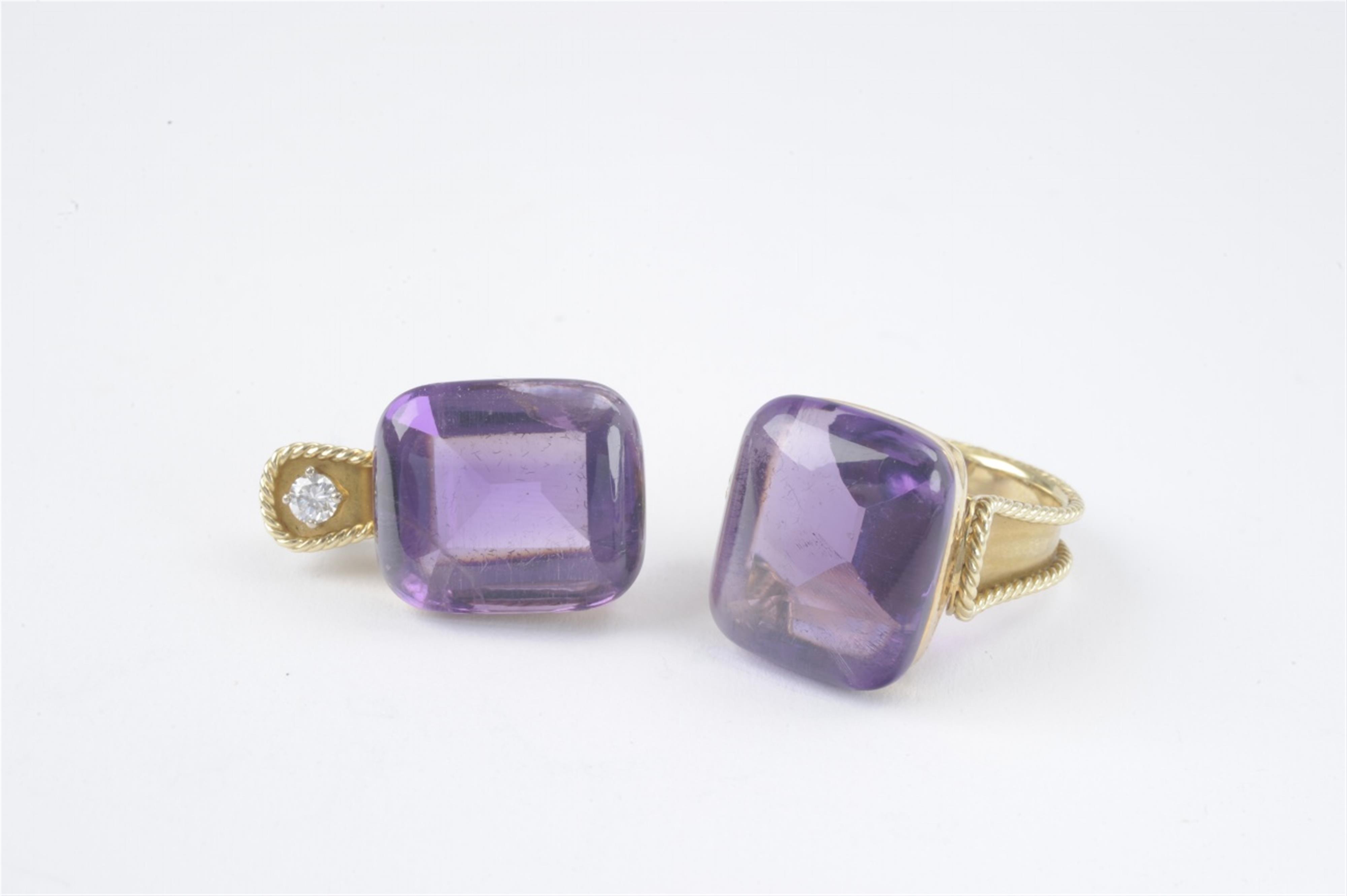 A 14k gold and amethyst ring and pendant - image-1