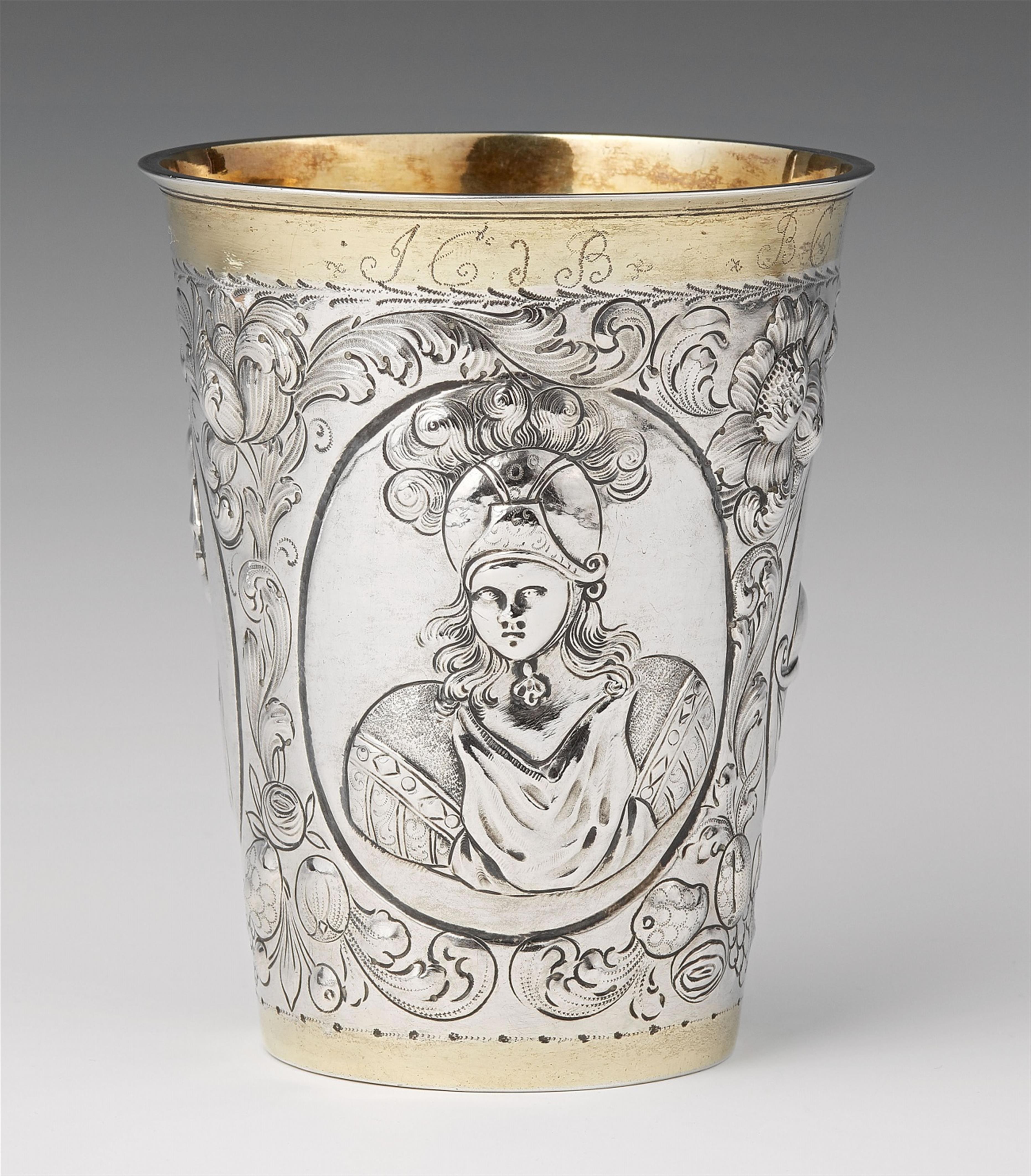 A Swedish Baroque parcel gilt silver beaker - image-1