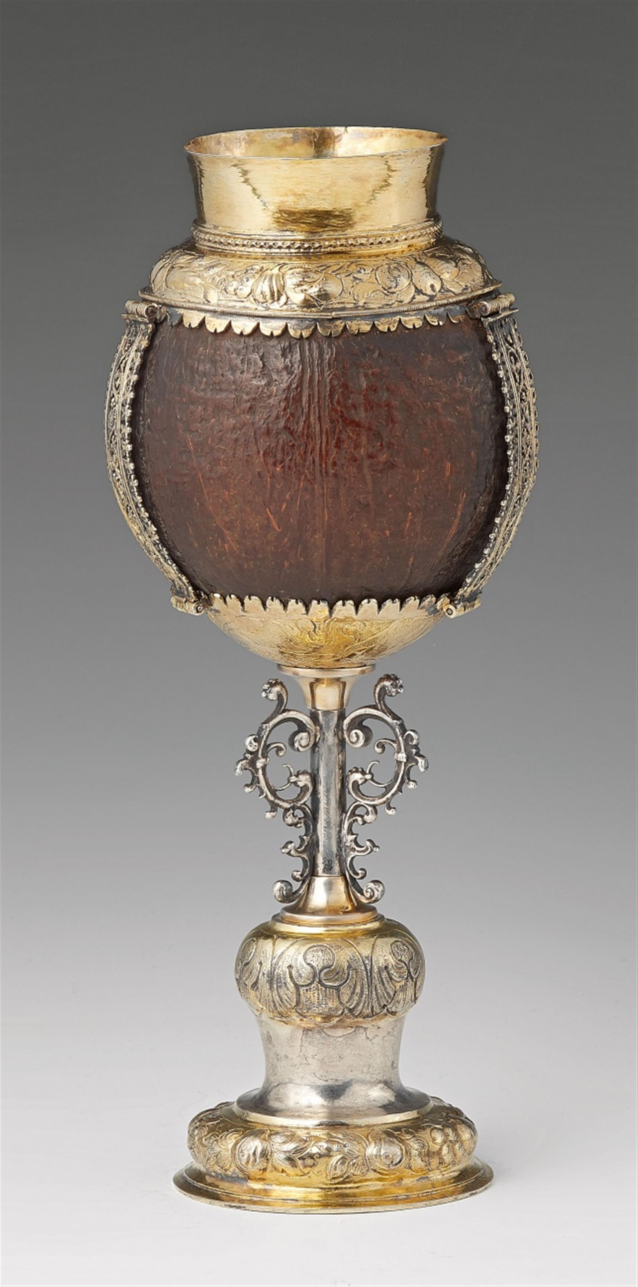 A silver gilt coconut chalice - image-1