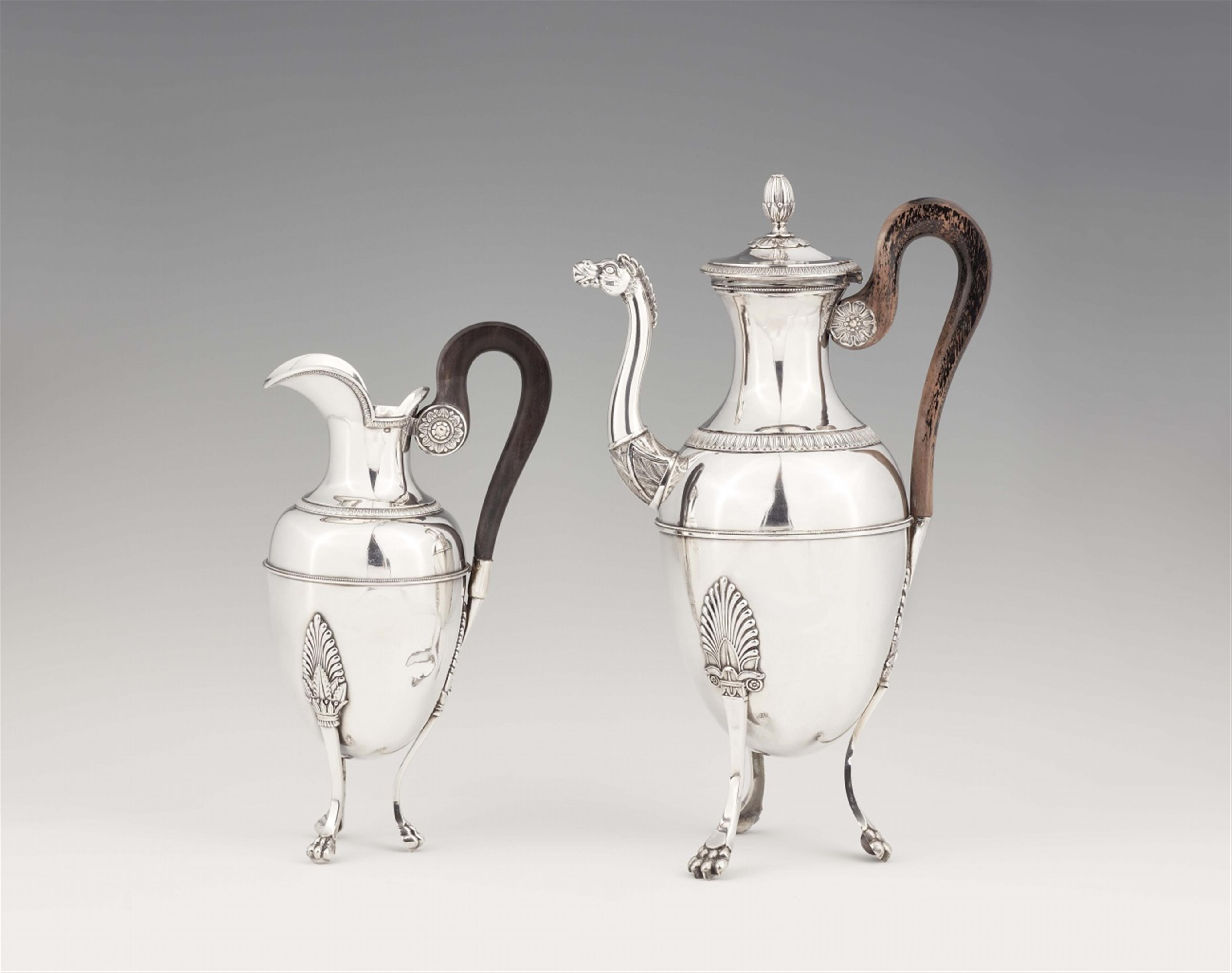 A Parisian silver coffee pot and hot milk jug - image-1