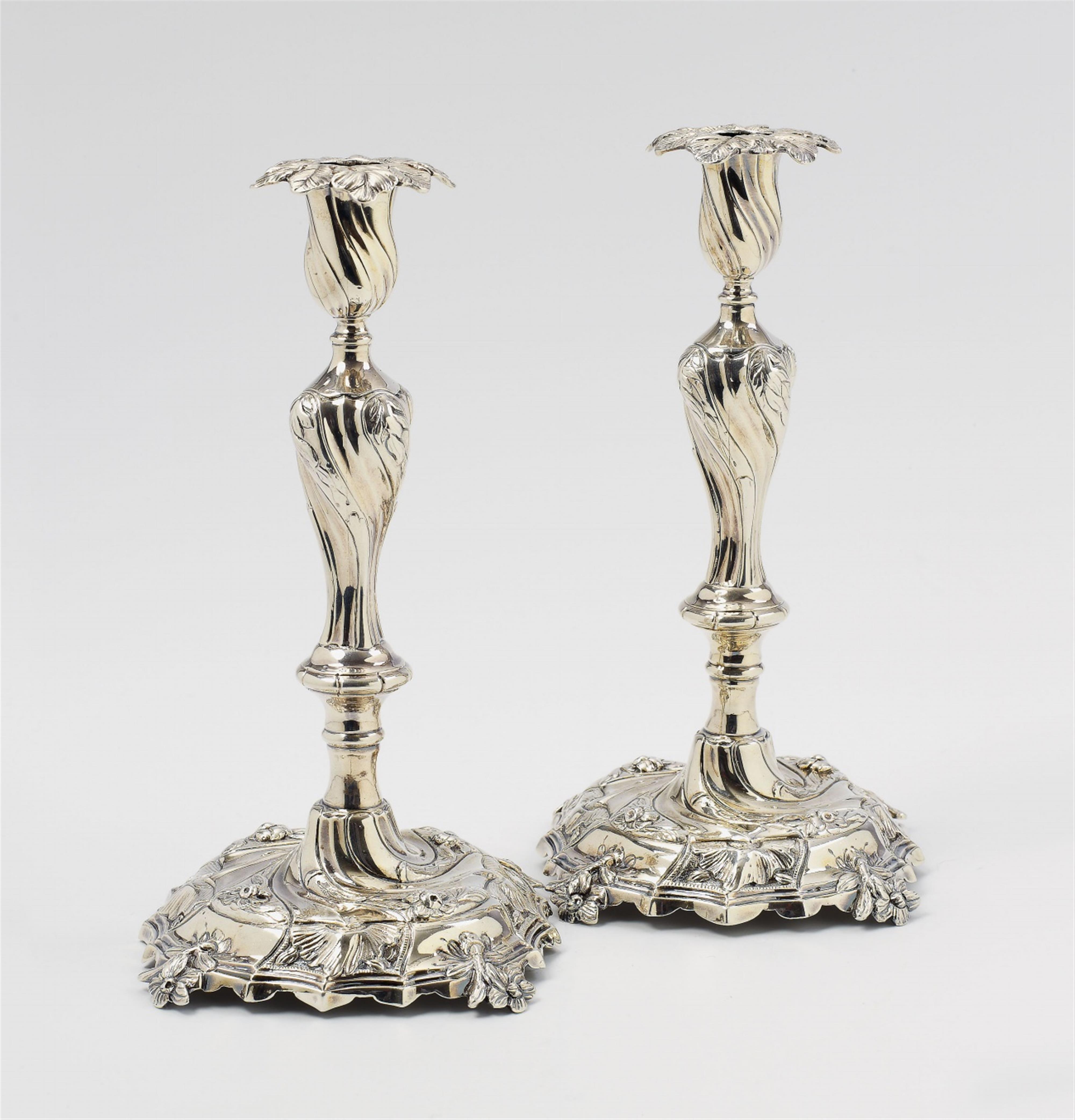 A pair of Amsterdam silver rococo candlesticks - image-1