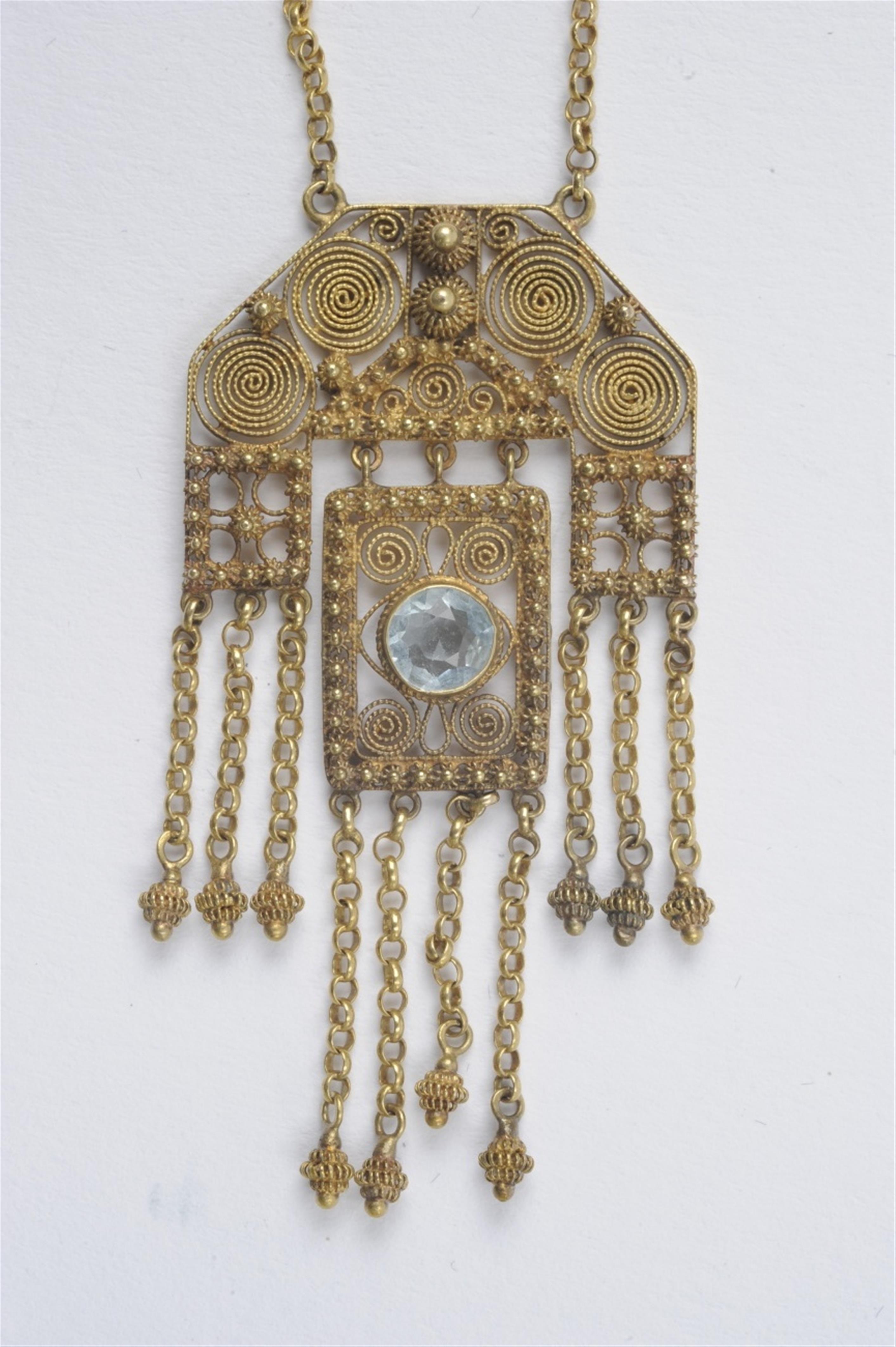 A 14k gold Jugendstil pendant collier - image-1