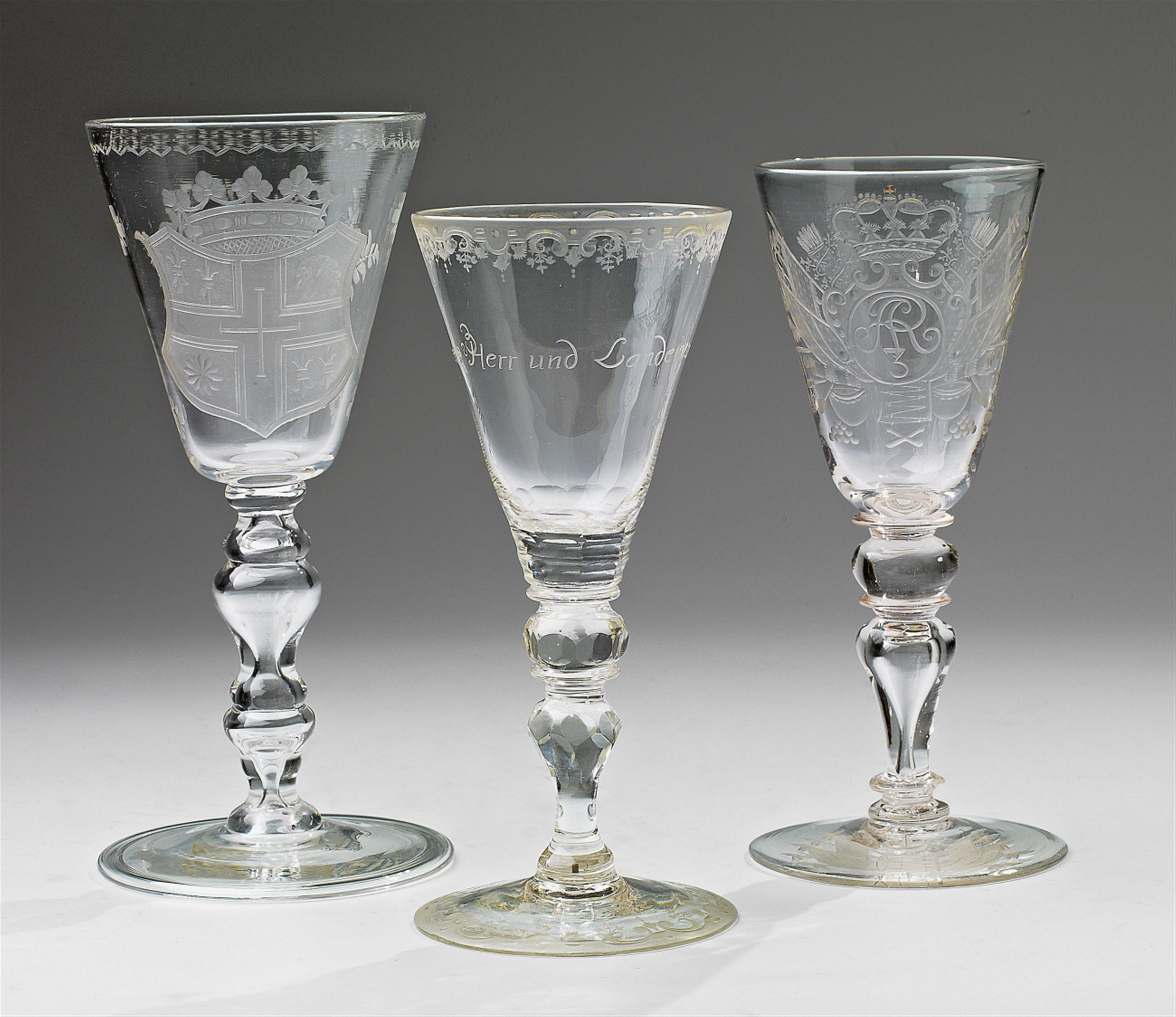 Three German cut glass cups - image-1