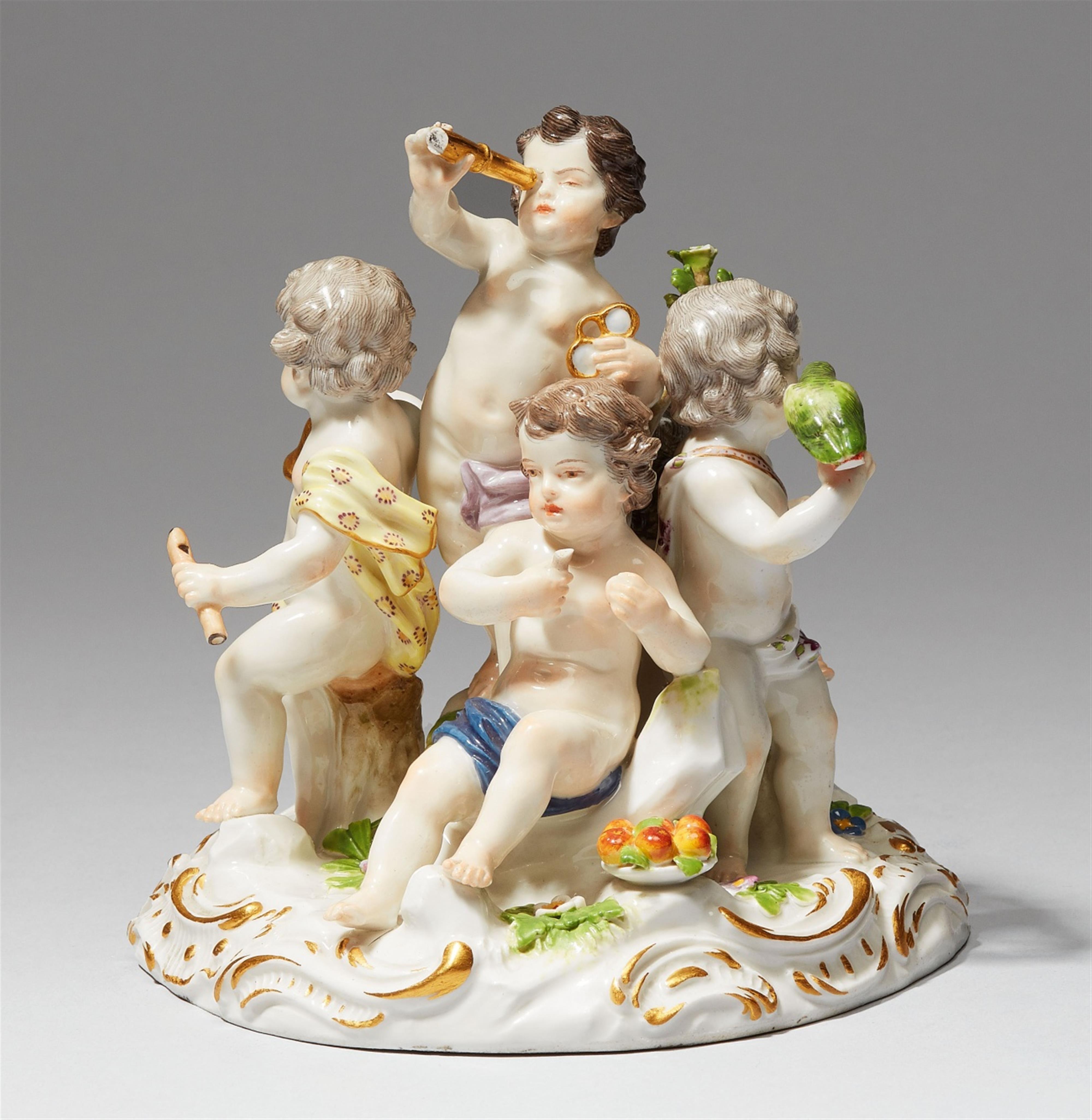 A Meissen porcelain group with putti as allegories of the senses - image-1