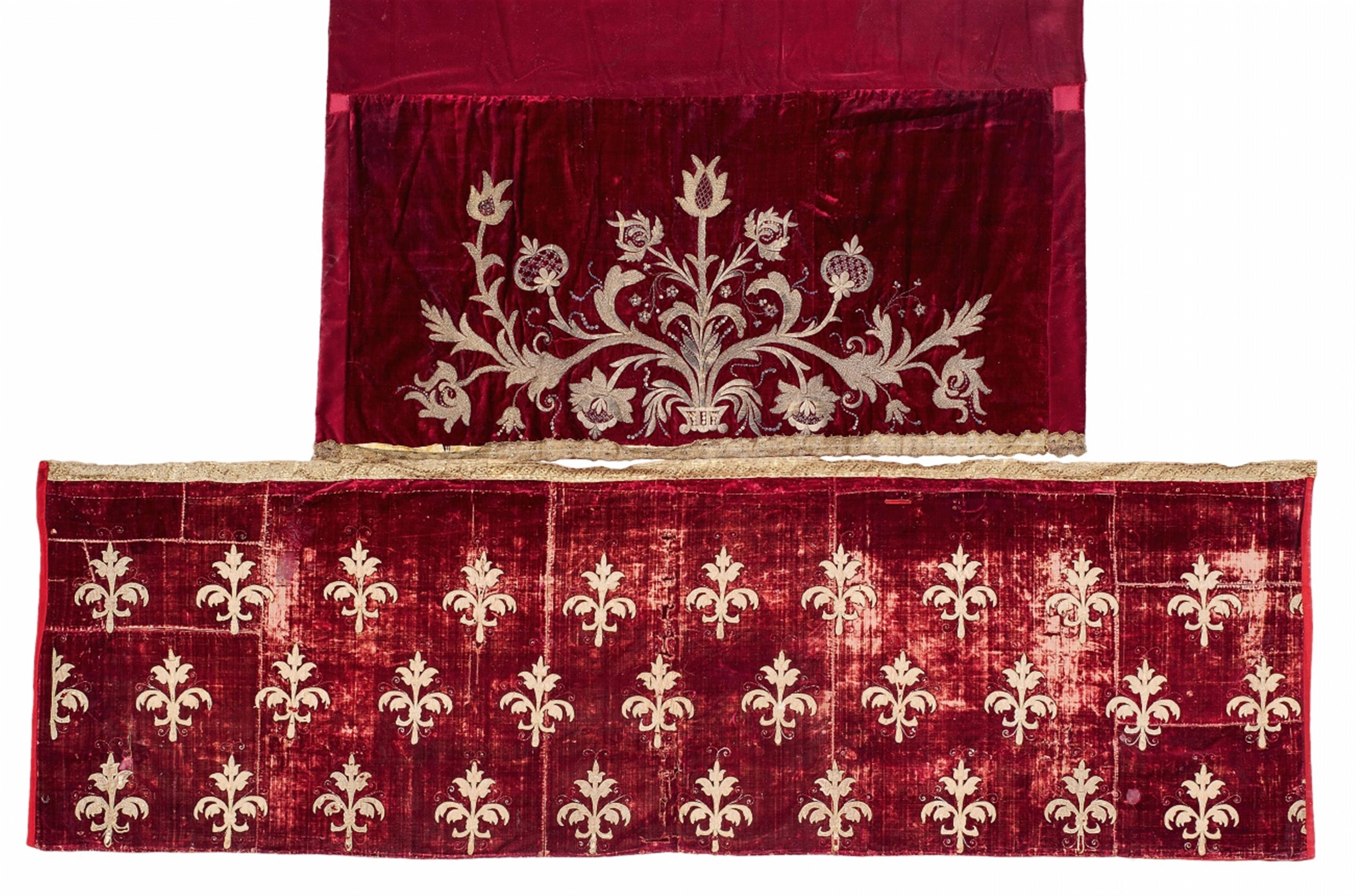 Two English or Rhenish silk embroidered antependia - image-1