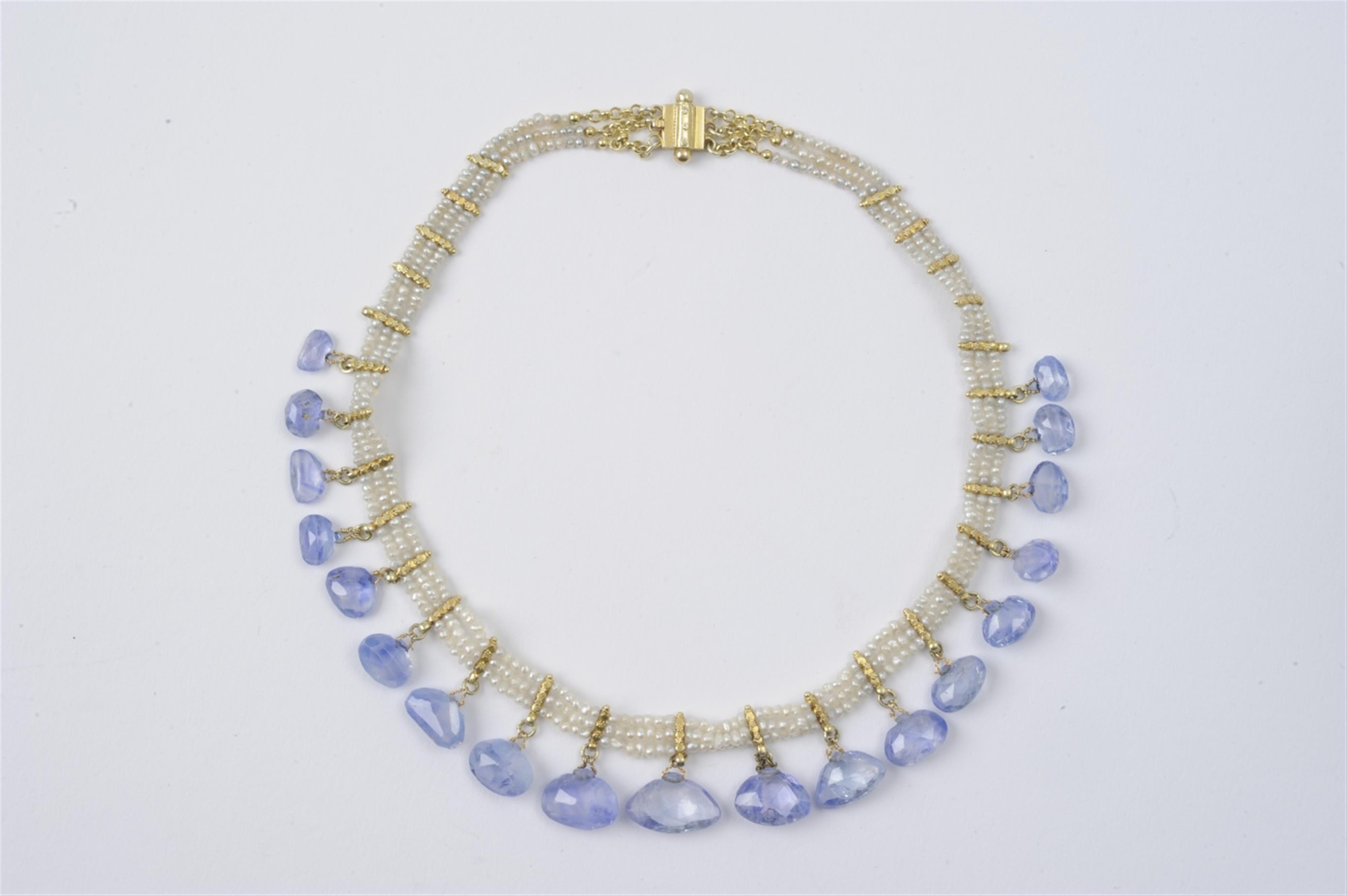 A pearl and Ceylon sapphire necklace - image-1
