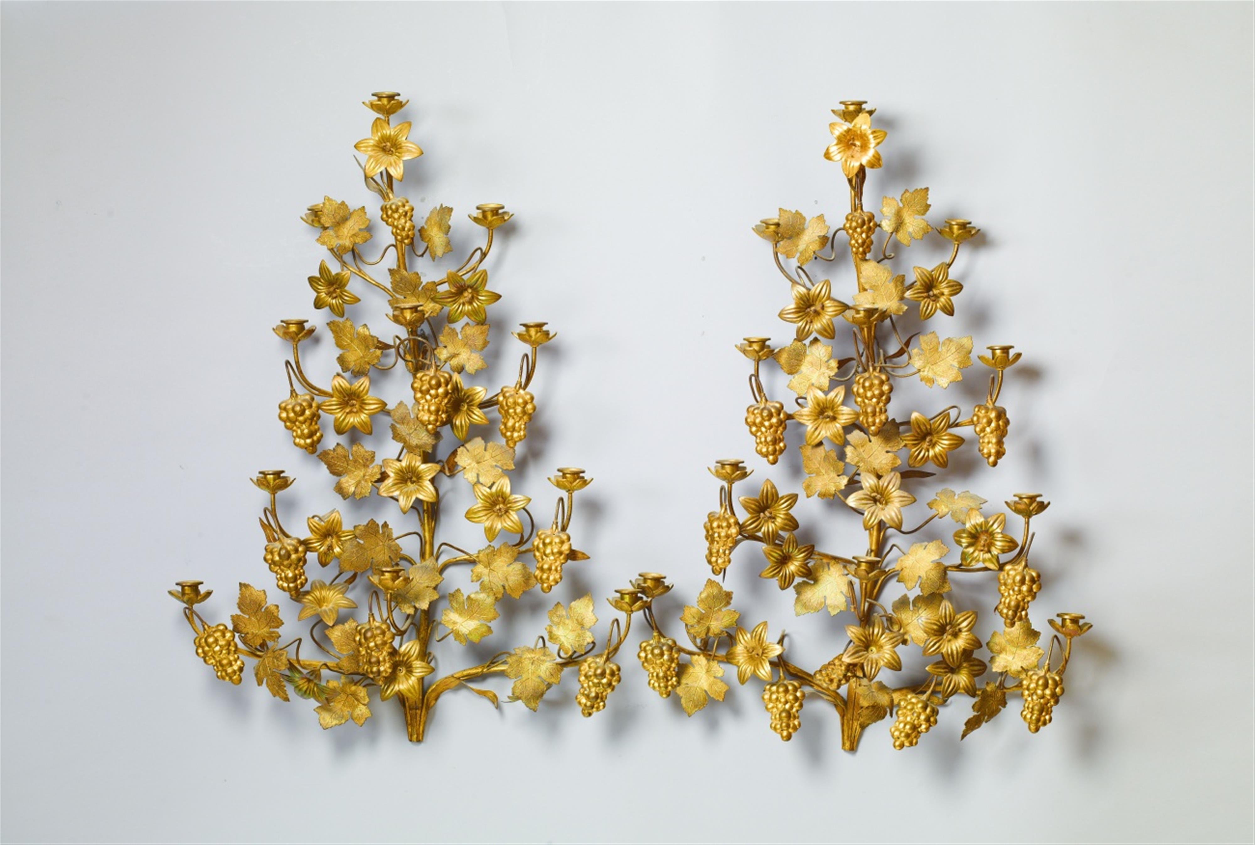 A pair of gilt brass eleven-light floriate candle appliques - image-2