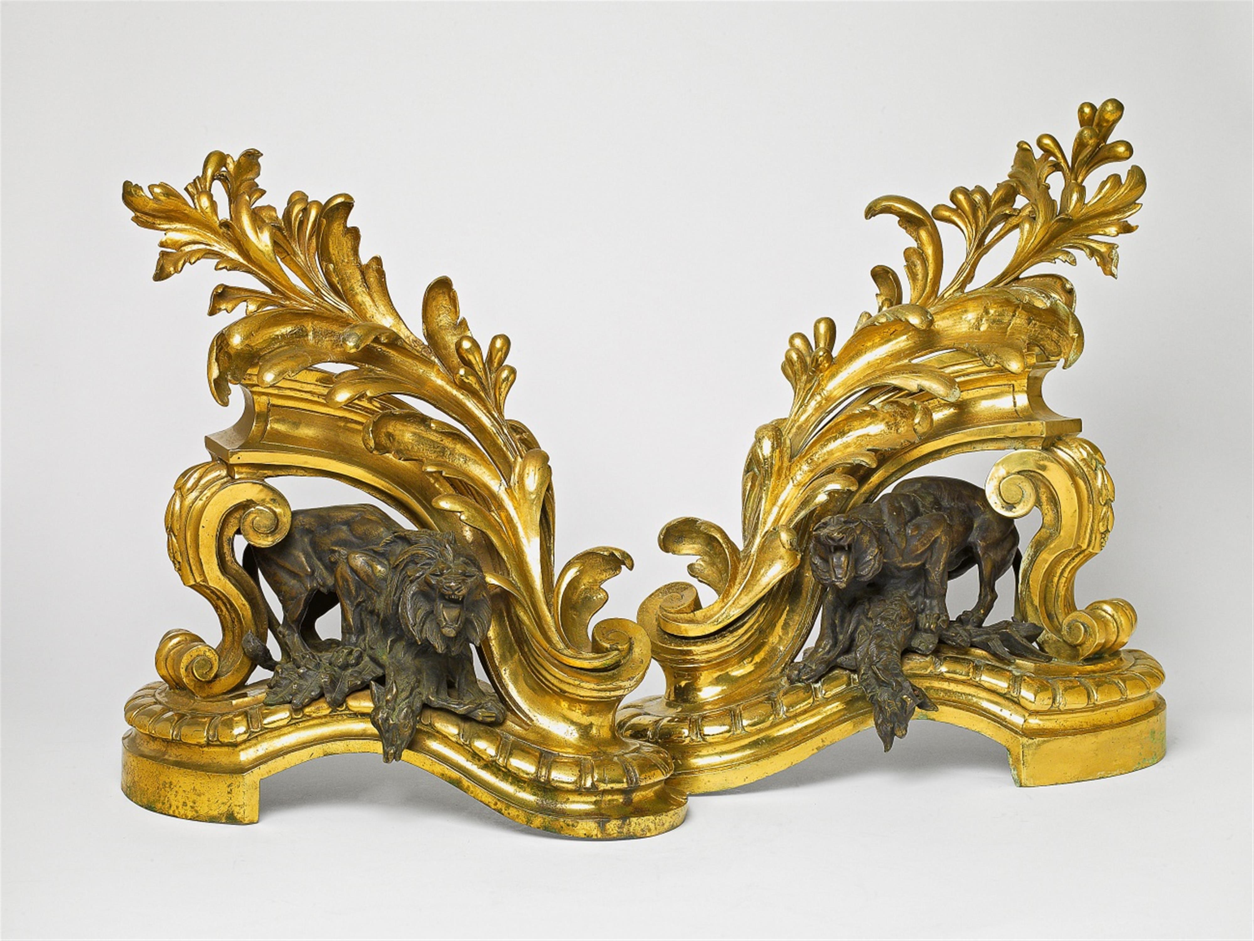 A pair of large French Napoléon III ormolu chenet - image-1