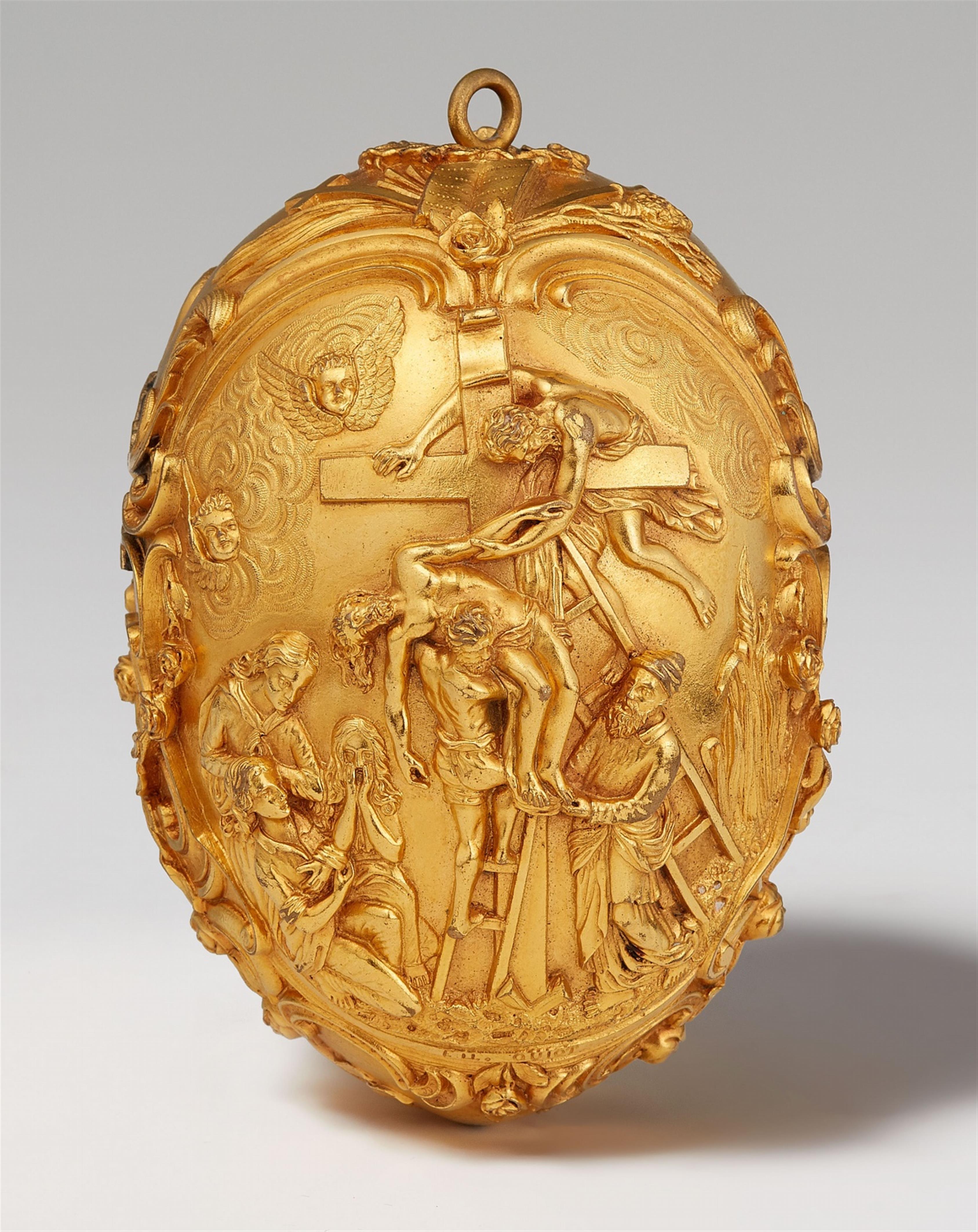 A Russian gilt metal easter egg with biblical scenes - image-1