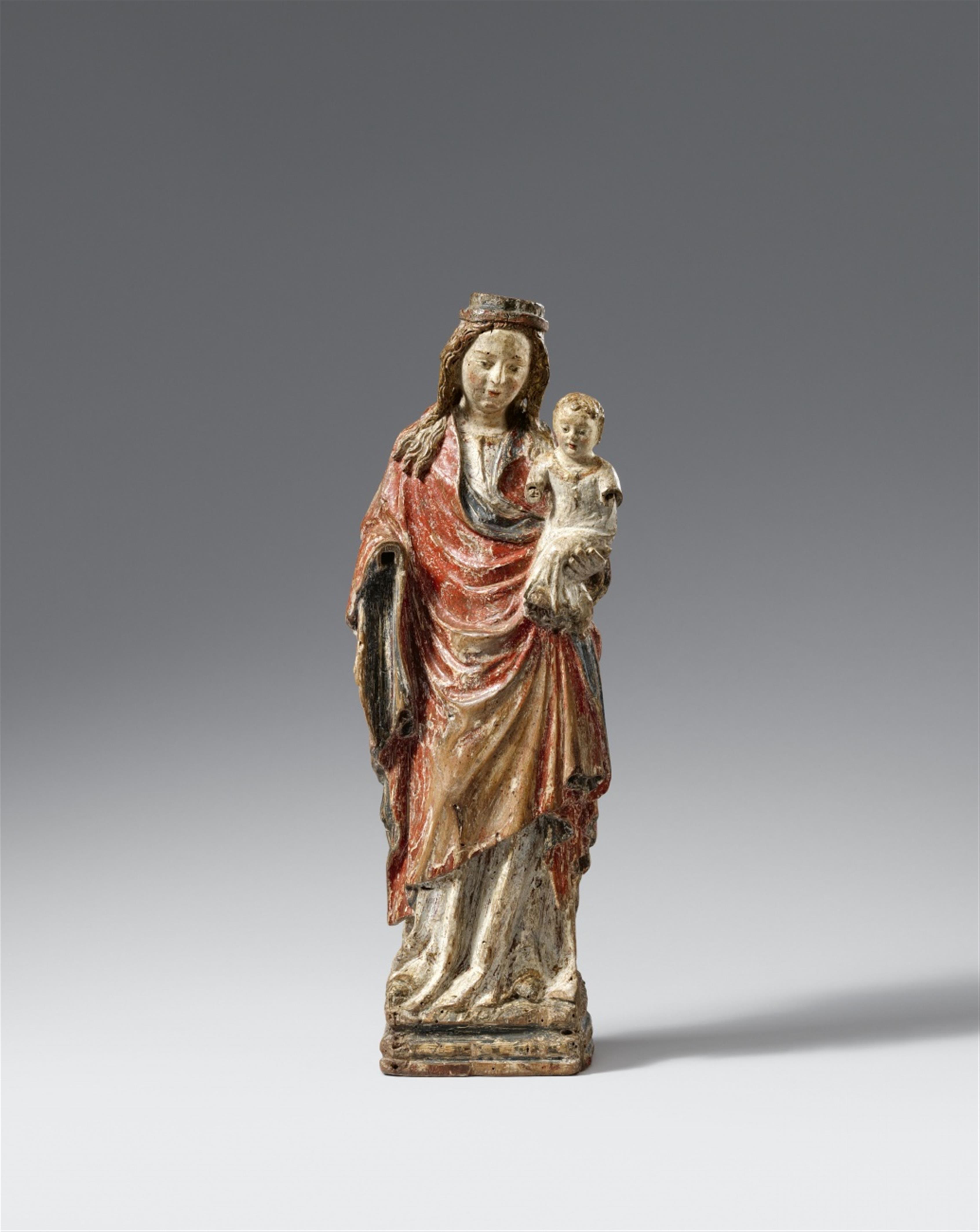 Maasland, late 14th century - A late 14th century Maasland carved walnut figure of the Virgin with Child - image-1