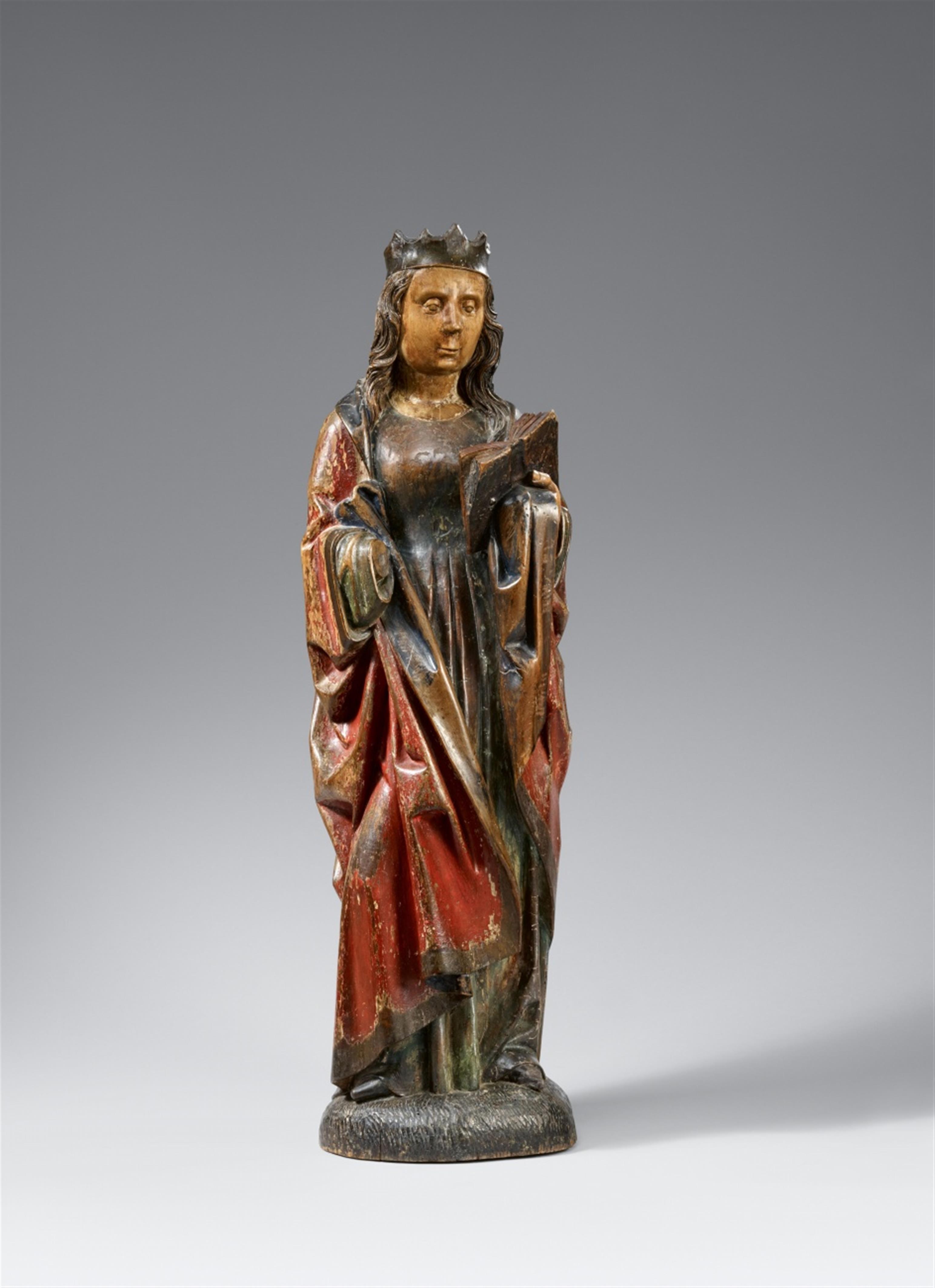 Probably Upper Rhine-Region, circa 1460/1470 - A carved wood figure of a Saint with a Book, presumably Upper Rhine Region, circa 1460/1470 - image-1