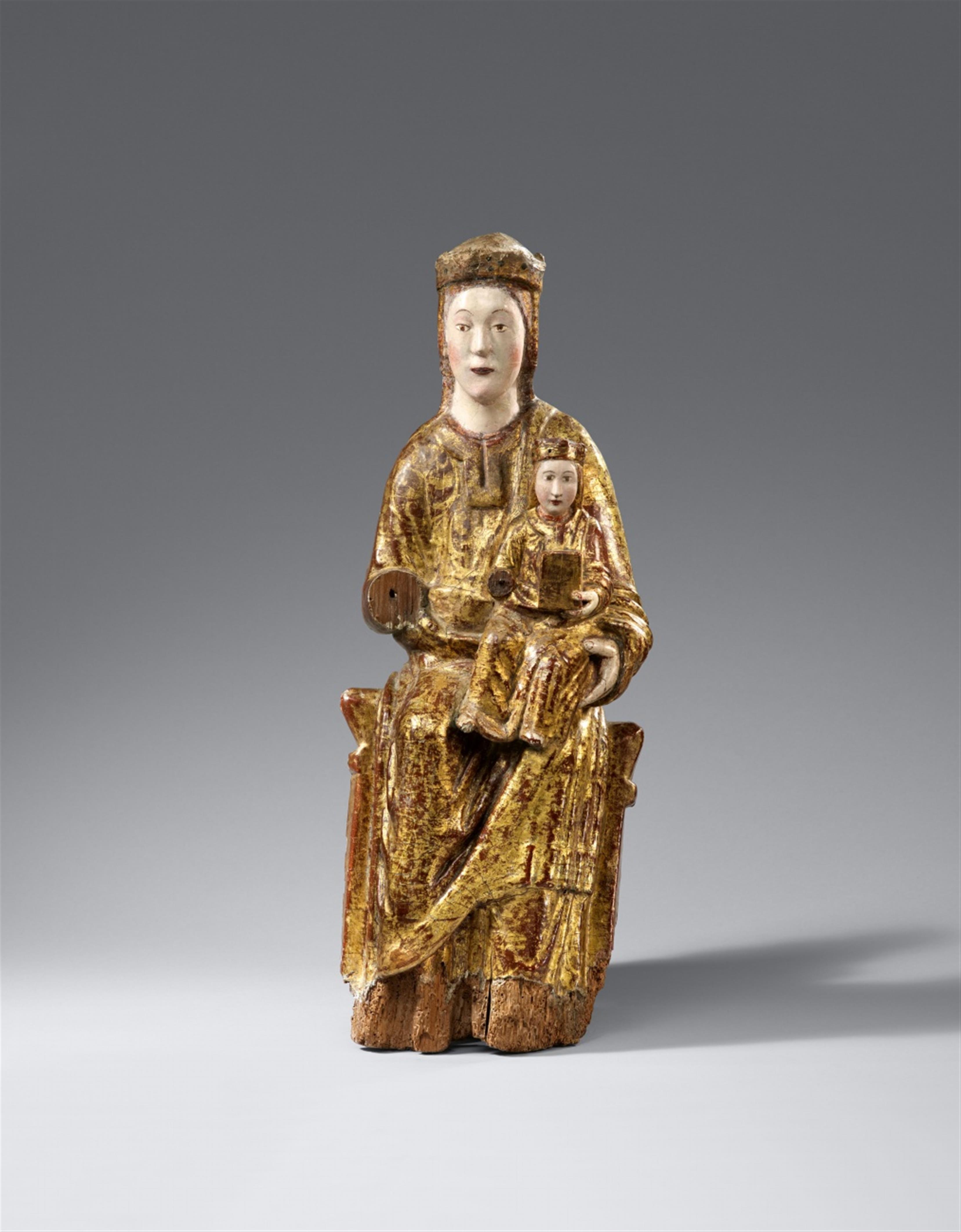 Northern Spain, 13th century - A 13th century Northern Spanish carved wood figure of the Virgin Enthroned - image-1