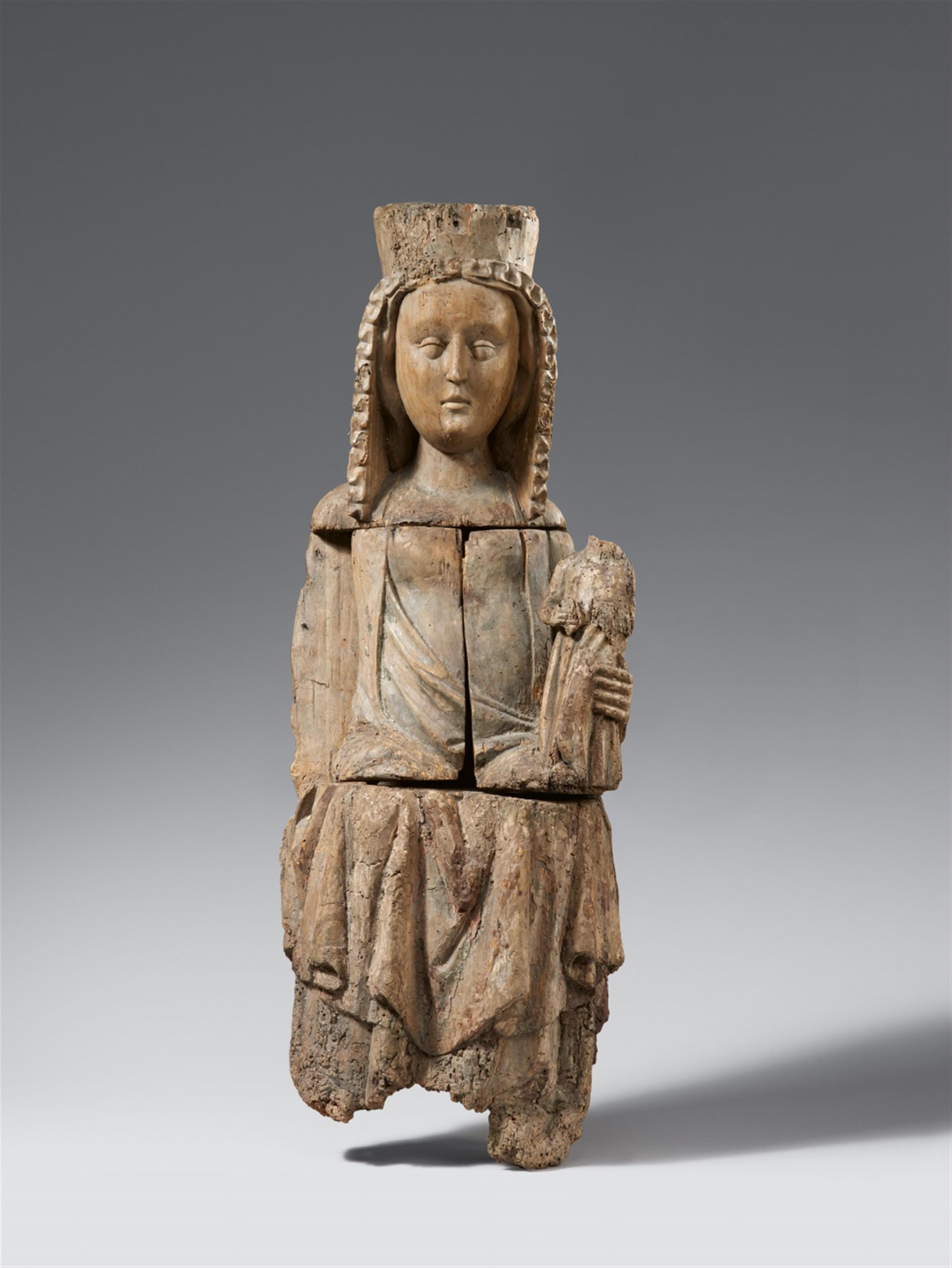 Probably Central Rhine Region, 14th century - A 14th century carved wood figure of the Virgin as a shrine, presumably Central Rhine Region - image-1