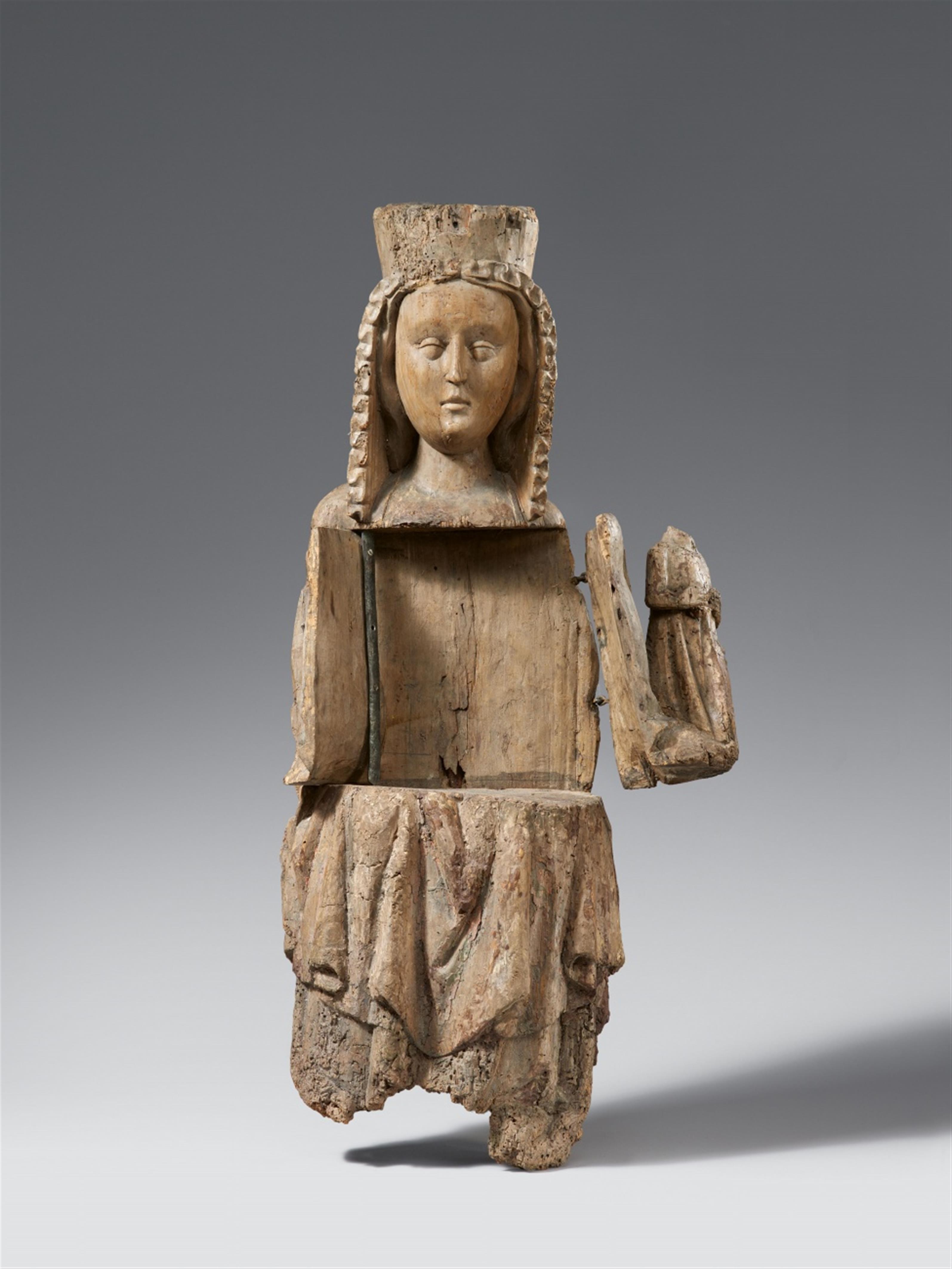 Probably Central Rhine Region, 14th century - A 14th century carved wood figure of the Virgin as a shrine, presumably Central Rhine Region - image-2