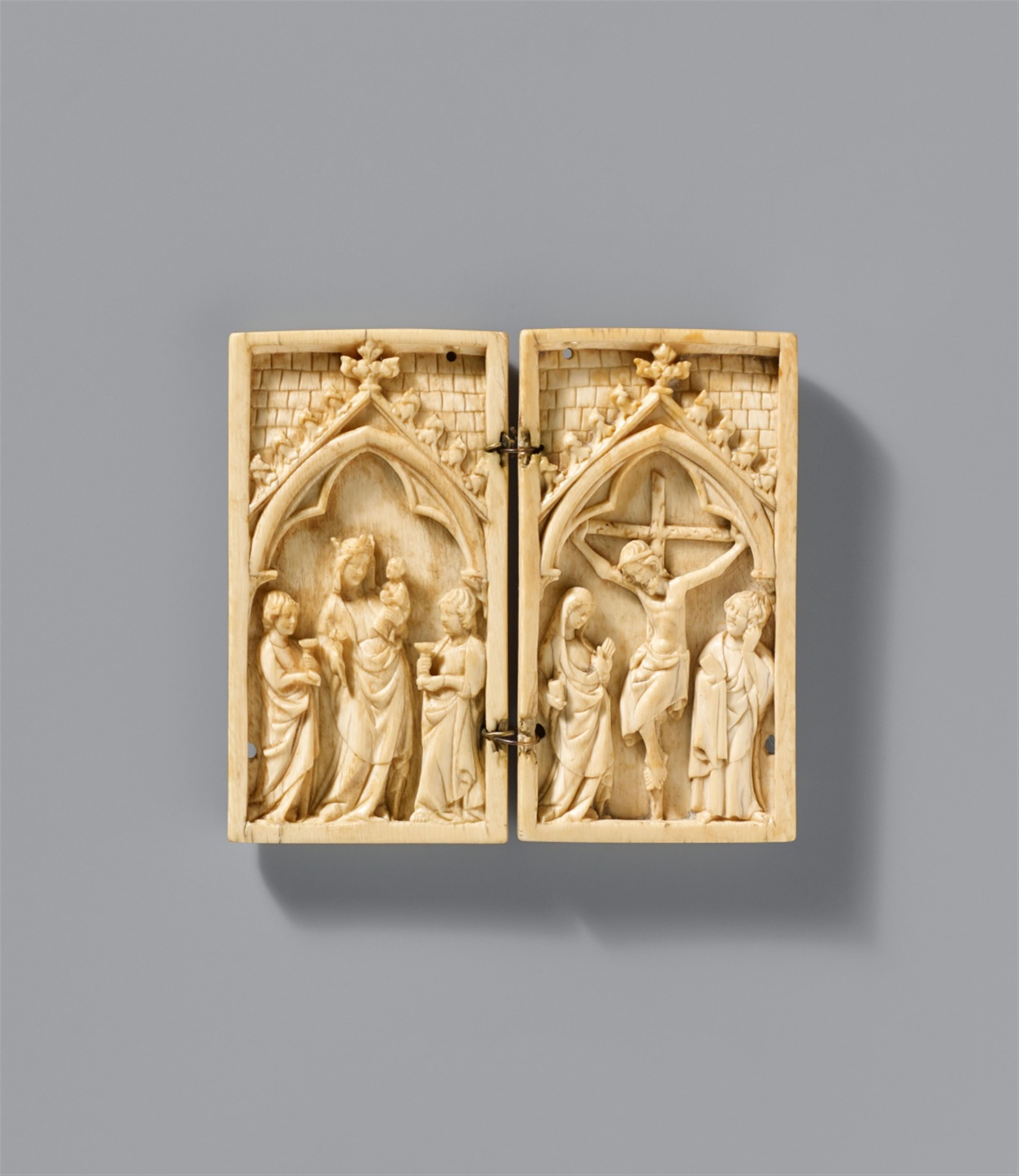 Probably Upper Rhine-Region, 14th century - A 14th century carved ivory diptych, presumably Upper Rhine Region - image-1