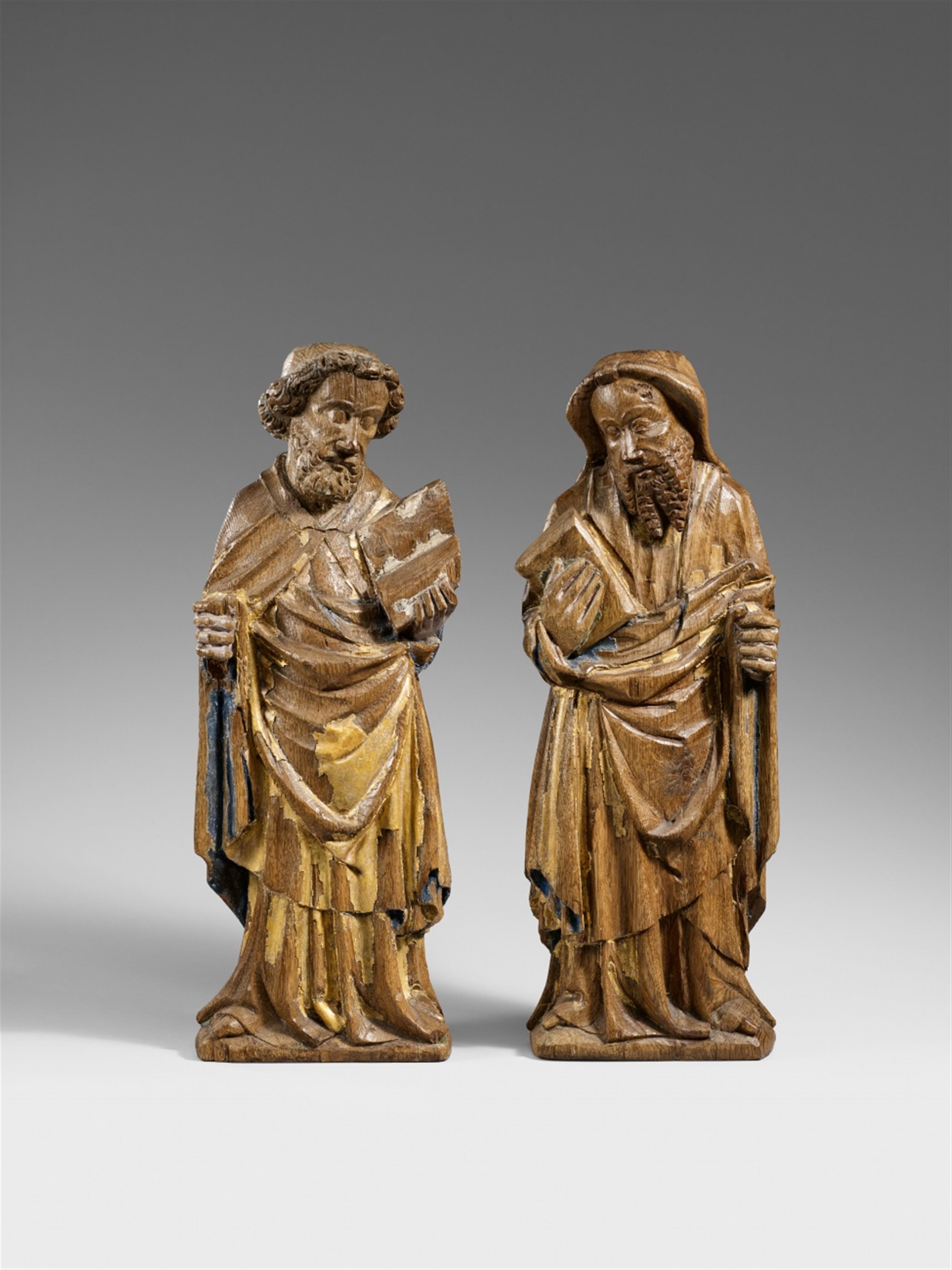 North German, circa 1420 - Two North German carved wooden figures of Apostles, circa 1420 - image-1