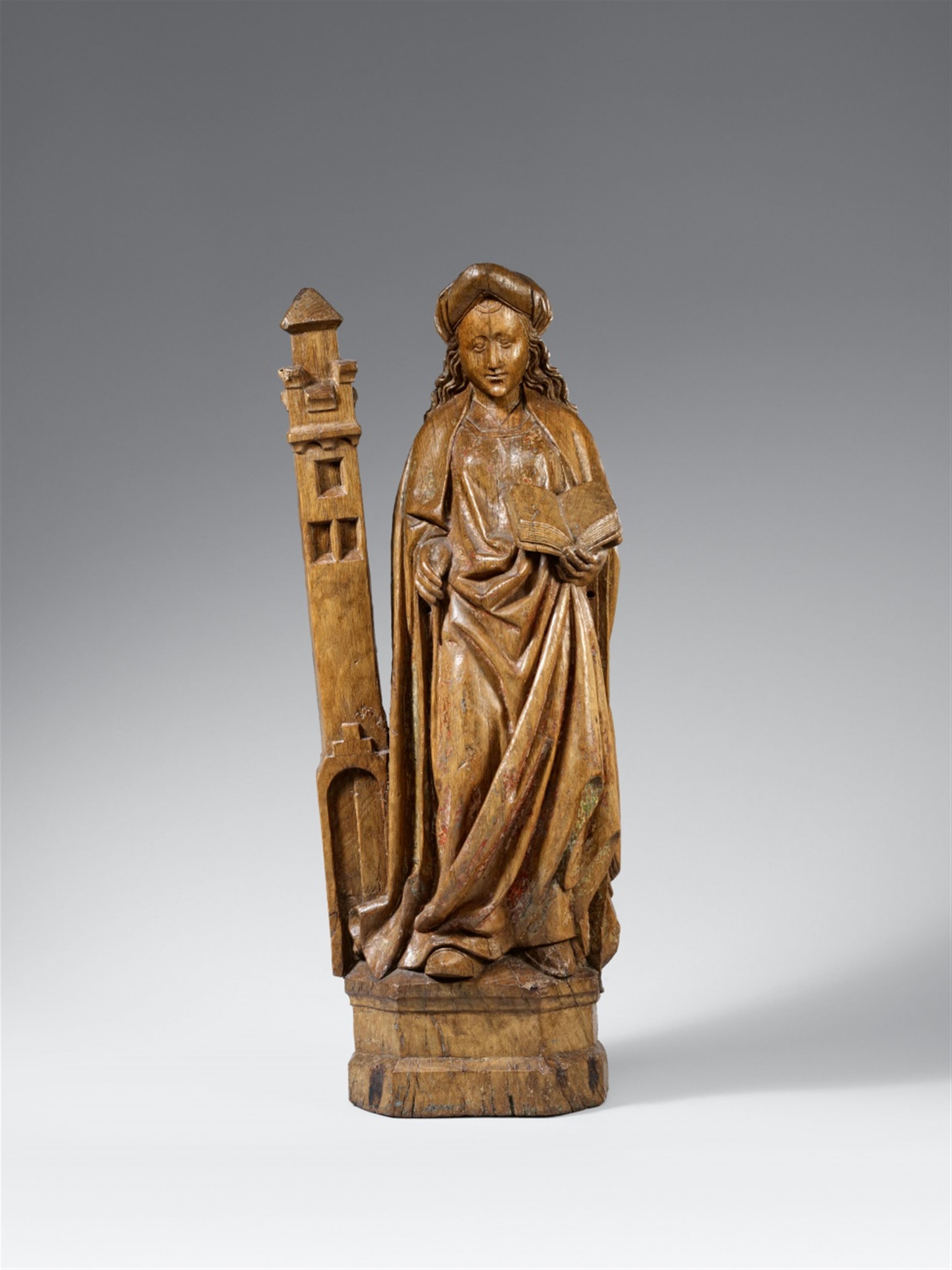 Probably Lower Rhine Region, late 15th century - A late 15th century carved wooden figure of St. Barbara, presumably Lower Rhine Region - image-1