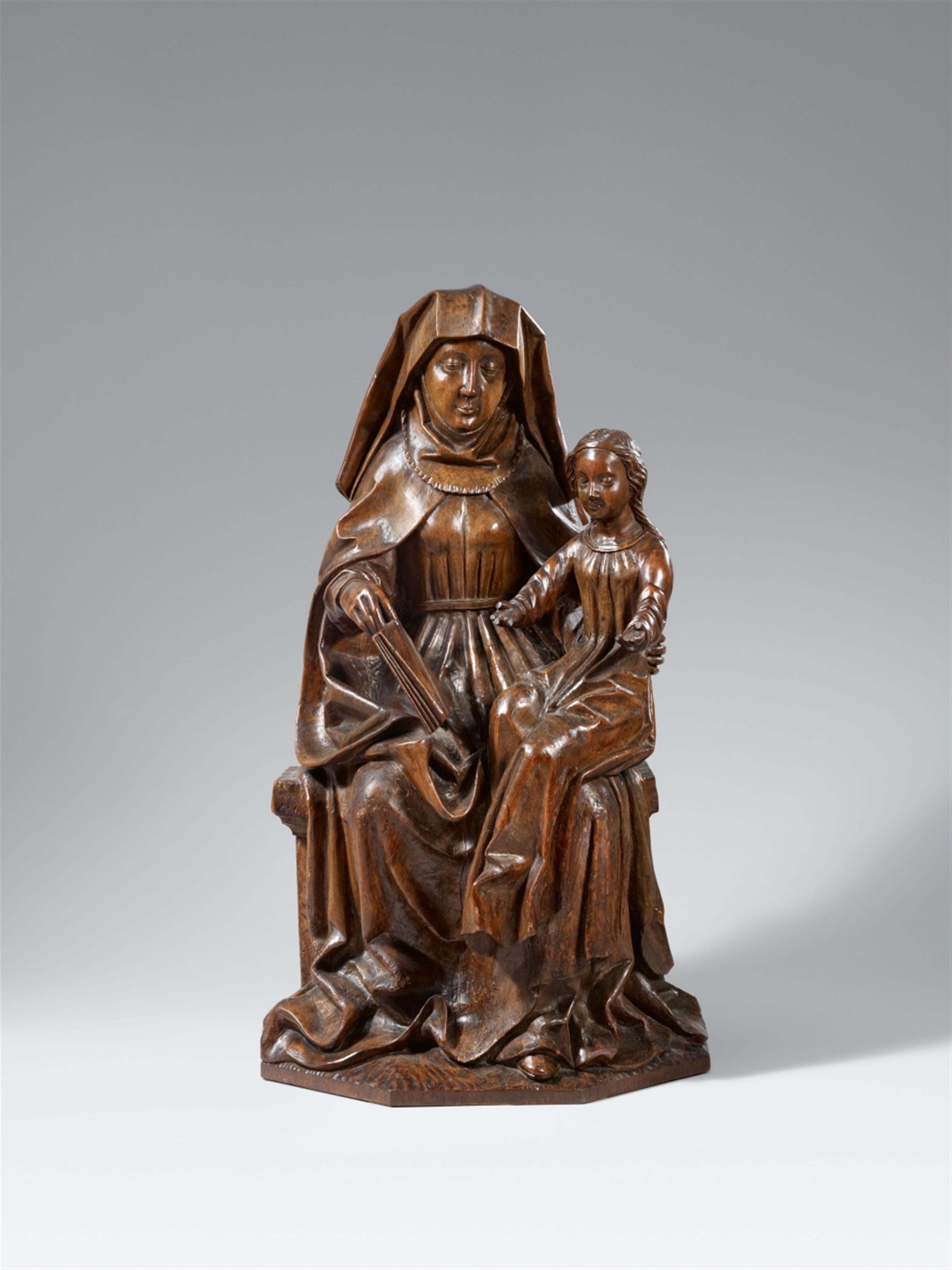 Probably Lower Rhine Region, late 15th century - A late 15th century carved oak depiction of St. Anne teaching Mary to read, probably Lower Rhenish - image-1